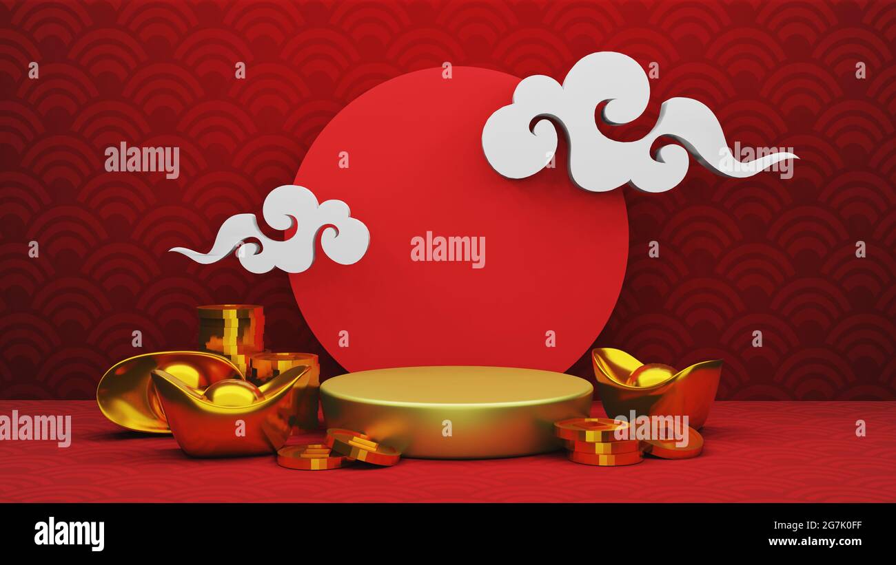 Schritt Bühne Podium Bühne Kulisse chinesischen Stil . 3d-Rendering Stockfoto