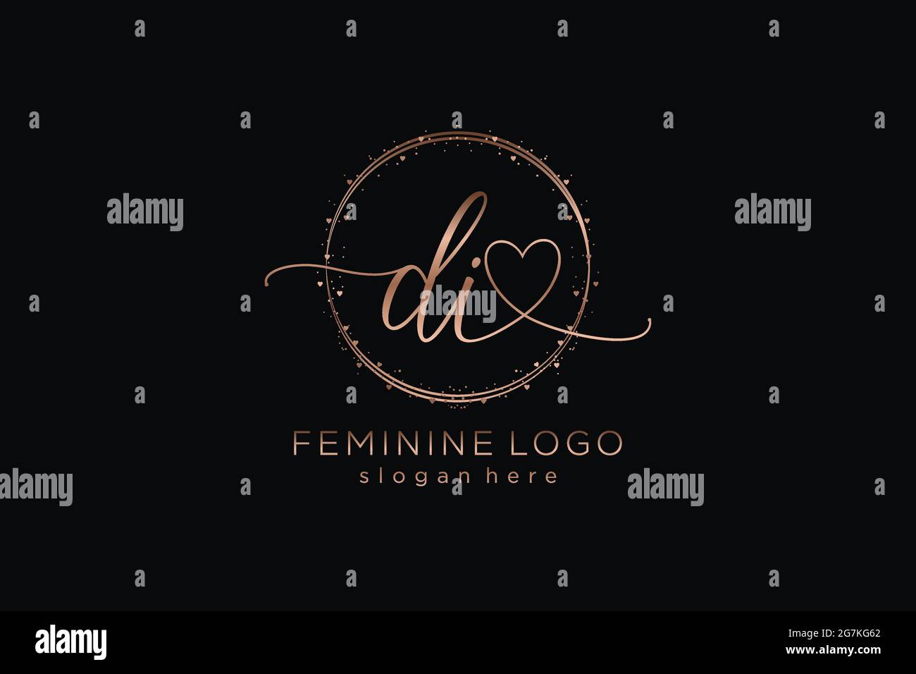 DI Handschrift Logo mit Kreis Vorlage Vektor-Logo der ersten Hochzeit, Mode, Blumen und botanischen mit kreativen Vorlage. Stock Vektor