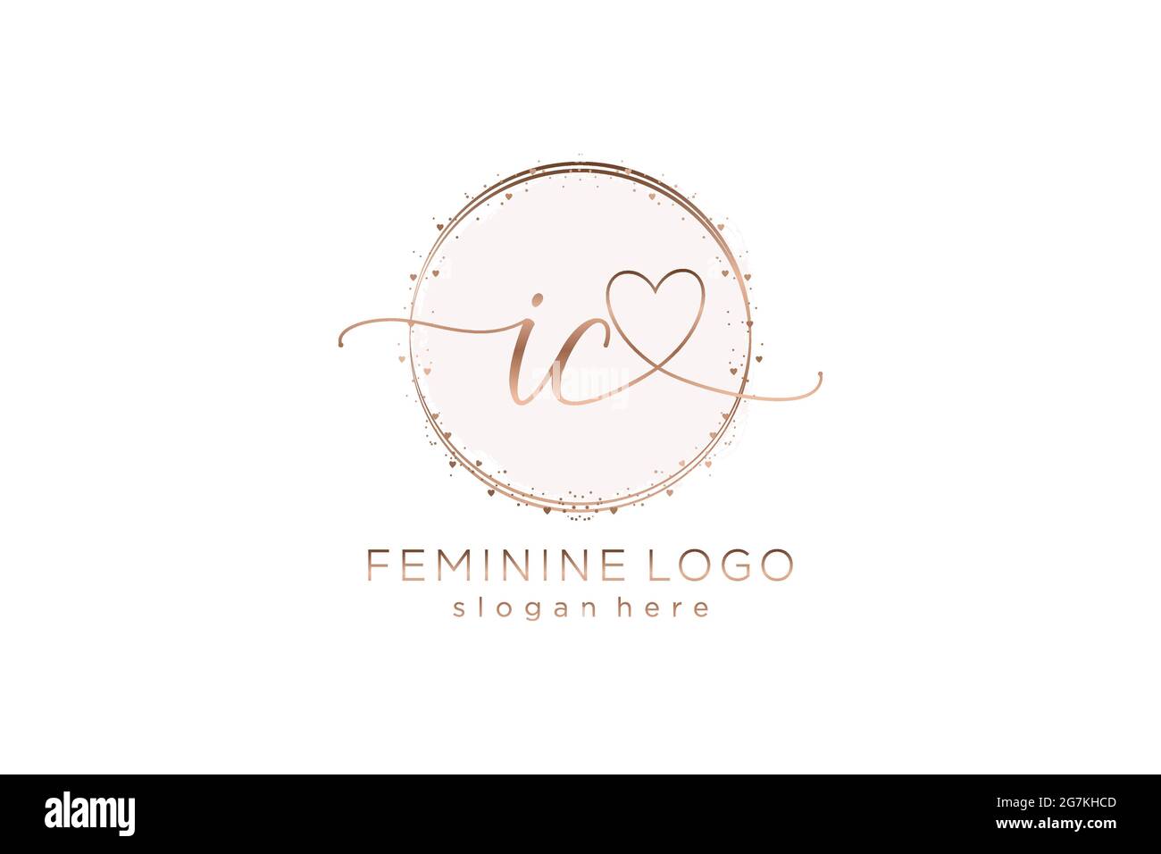 IC-Handschrift-Logo mit Kreis Vorlage Vektor-Logo der ersten Hochzeit, Mode, Blumen und botanischen mit kreativen Vorlage. Stock Vektor