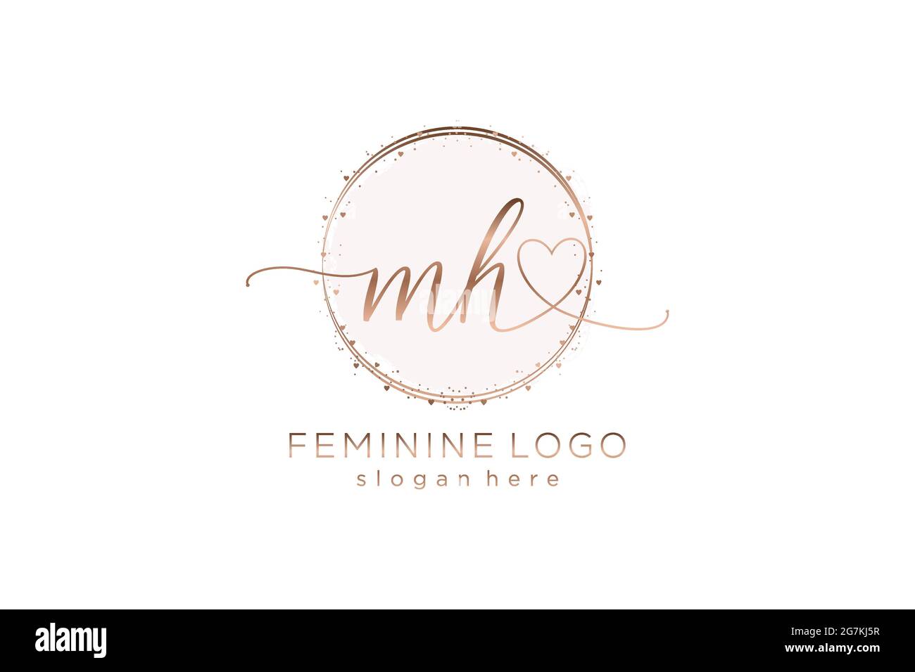 MH-Handschrift-Logo mit Kreis Vorlage Vektor-Logo der ersten Hochzeit, Mode, Blumen und botanischen mit kreativen Vorlage. Stock Vektor