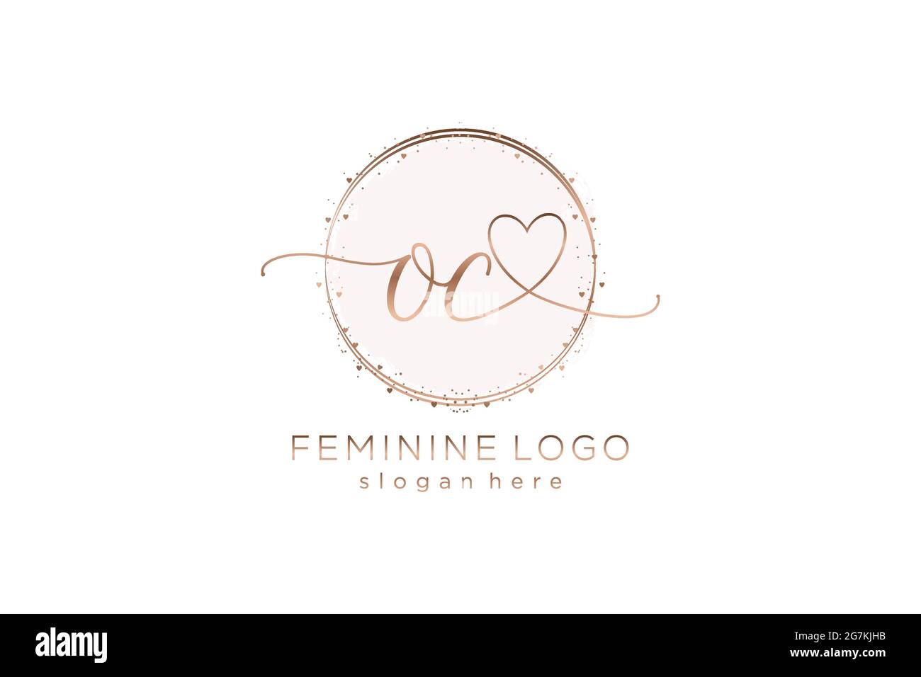 OC Handschrift Logo mit Kreis Vorlage Vektor-Logo der ersten Hochzeit, Mode, Blumen und botanischen mit kreativen Vorlage. Stock Vektor