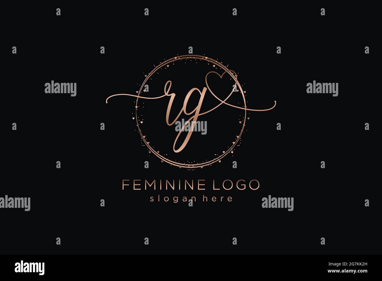 RG Handschrift Logo mit Kreis Vorlage Vektor-Logo der ersten Hochzeit, Mode, Blumen und botanischen mit kreativen Vorlage. Stock Vektor