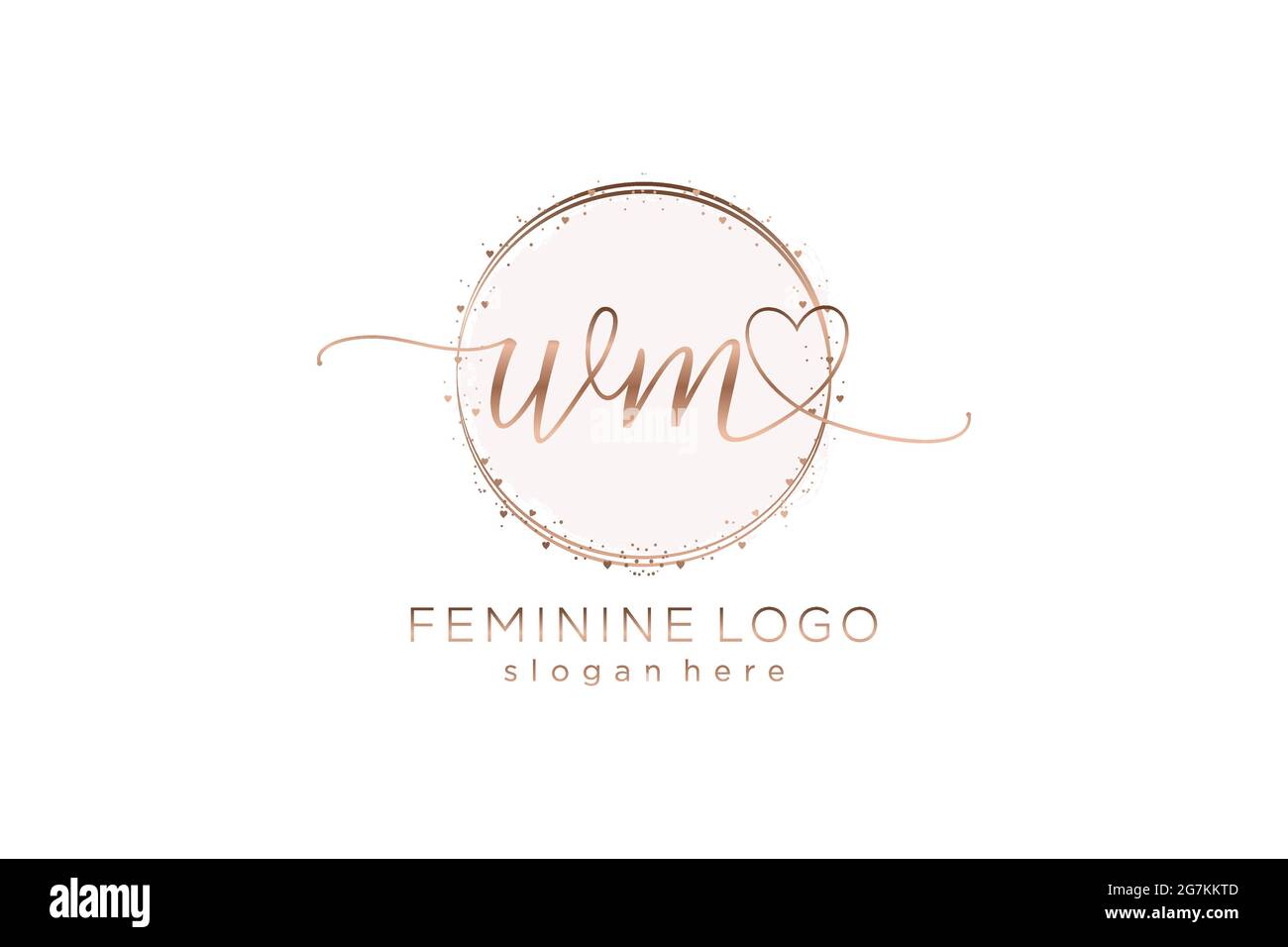 WM-Handschrift-Logo mit Kreis Vorlage Vektor-Logo der ersten Hochzeit, Mode, Blumen und botanischen mit kreativen Vorlage. Stock Vektor
