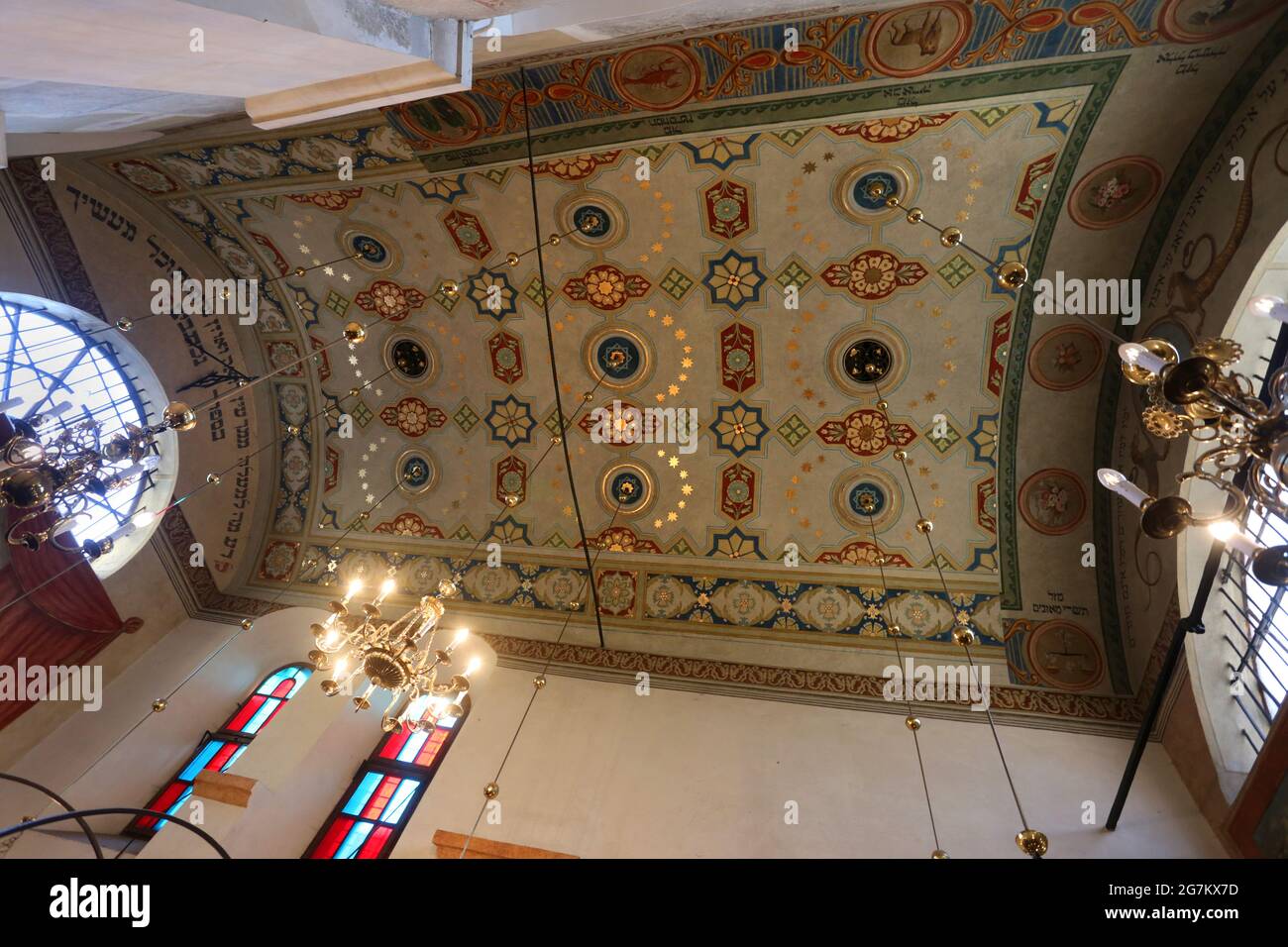 Krakau. Krakau. Polen. Deckenfresken der Synagoge Remuh (Remu). Kazimierz, ehemaliges jüdisches Viertel. Stockfoto