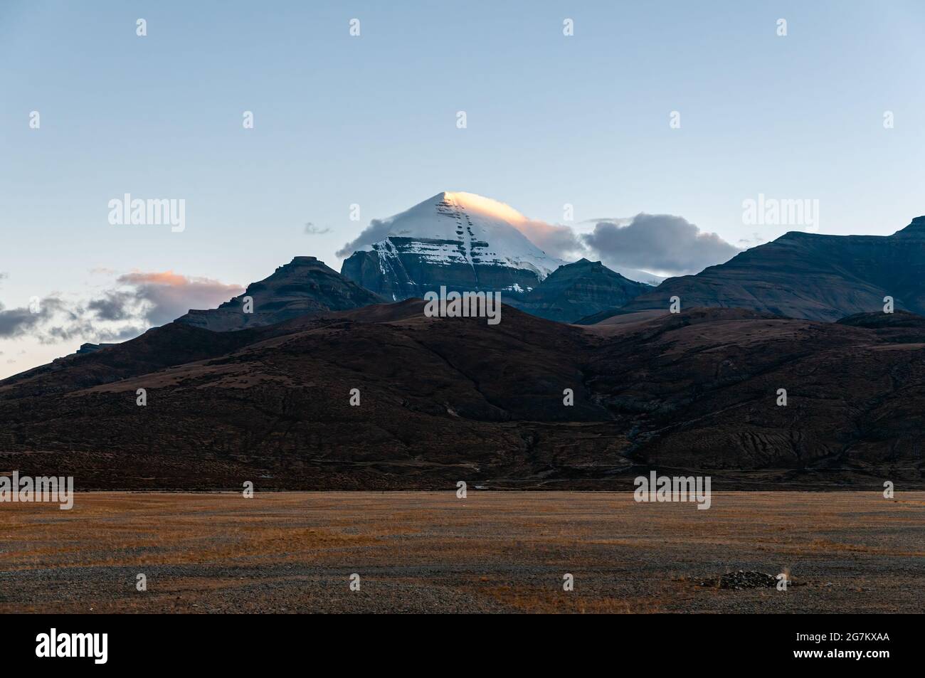 Mount Kailash bei Sonnenaufgang Stockfoto