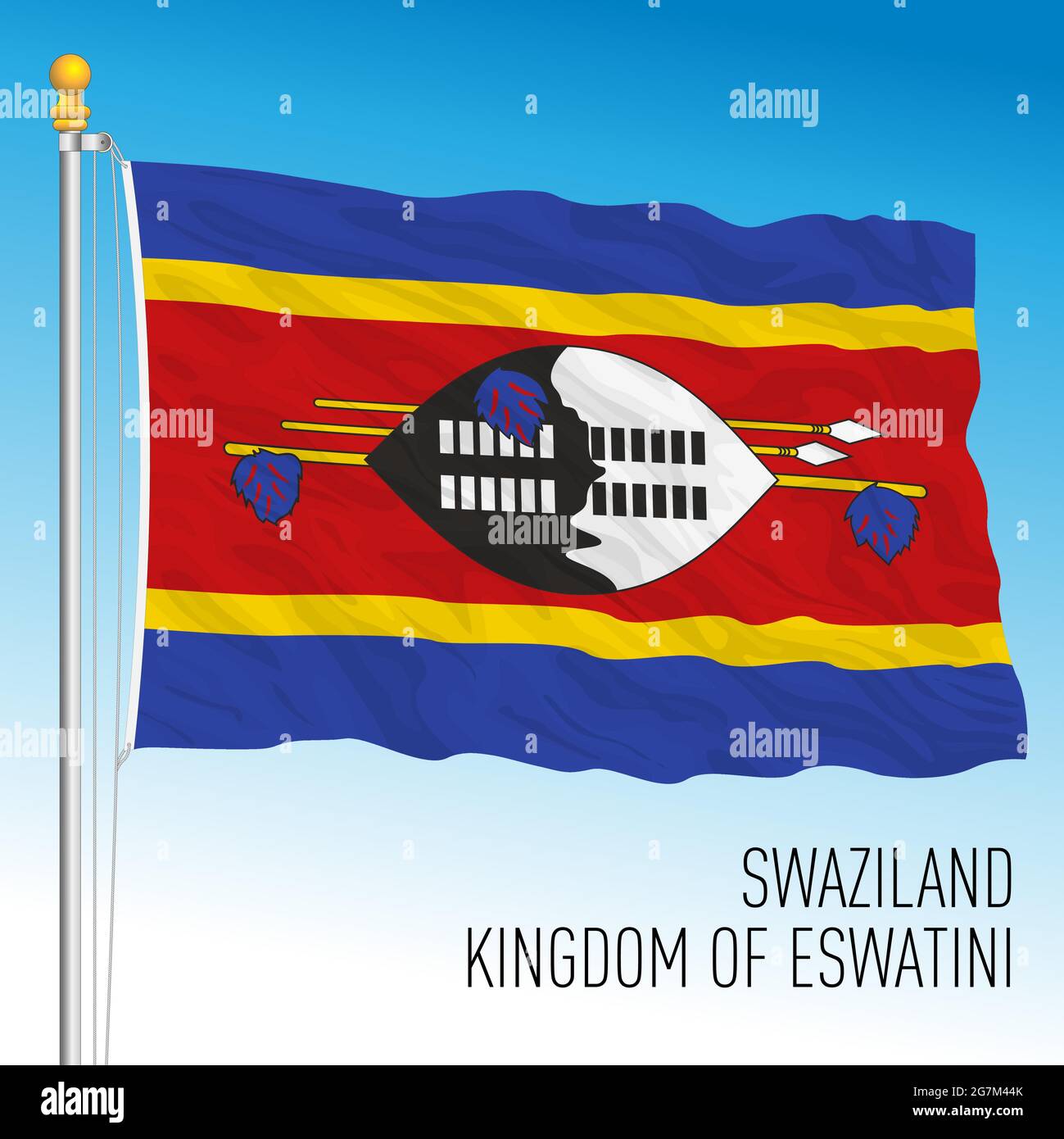 Offizielle Nationalflagge Swasiland, afrikanisches Land, Vektorgrafik Stock Vektor