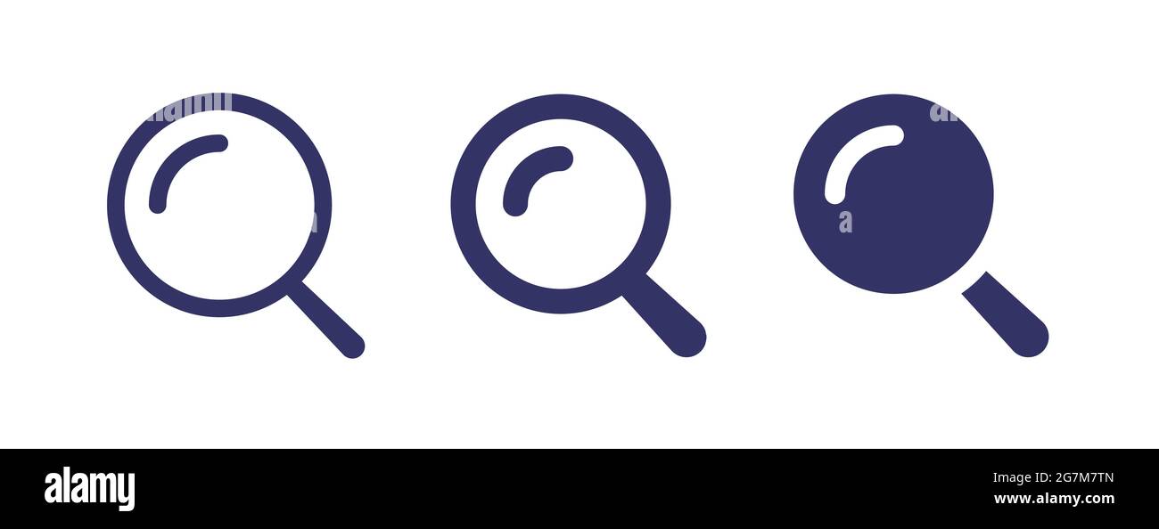 Vektorsymbol suchen. Vergrößerungsglas-Symbolsatz. Lupe, Suchfenster oder Lupenschild. Stock Vektor