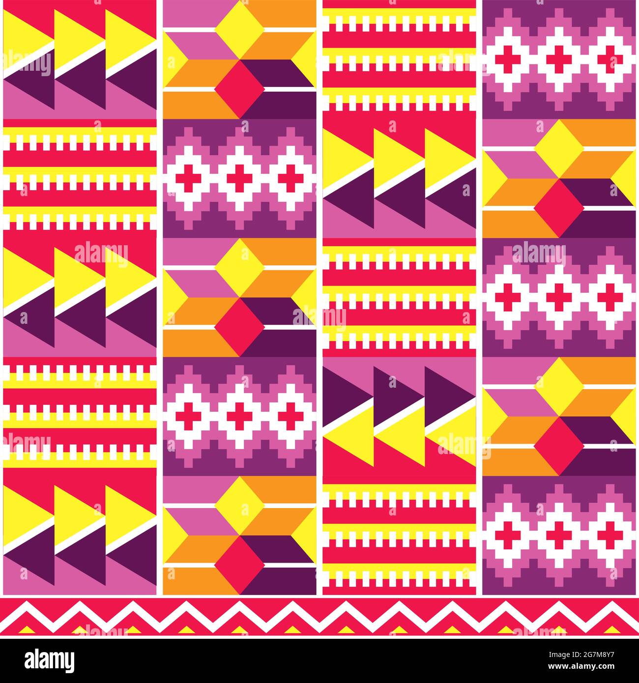 Tribal african cool geometrische nahtlose Vektor-Muster, inspiriert von Kente Nwentoma Stil Designs aus Ghana Stock Vektor