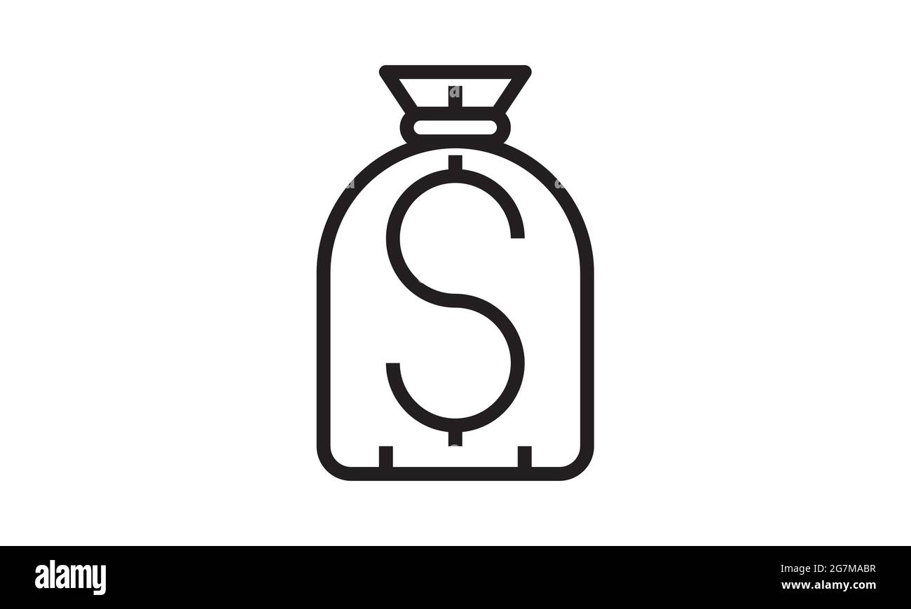 Symbolvektor für Geldbeutel. Linie Dollarbeutel Symbol abstrakte Abbildung EPS10. Grafischer Hintergrund Stock Vektor