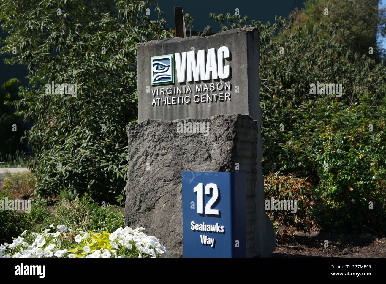 The Virginia Mason Athletic Center, Mittwoch, 14. Juli 2021, in Renton, Wash. Die Anlage ist der Hauptsitz und die Übungsanlage von Seattle Seahawks Stockfoto