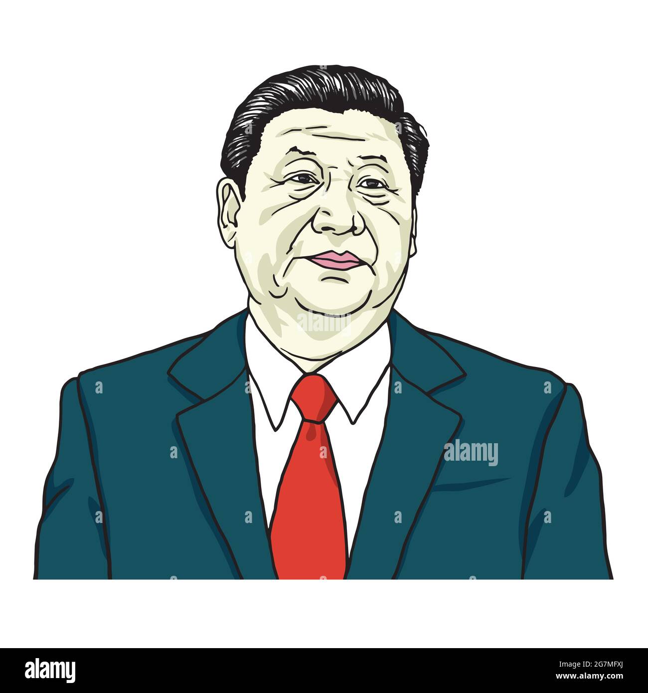 Xi Jinping Porträtvektor. Porträtzeichnung Stock Vektor