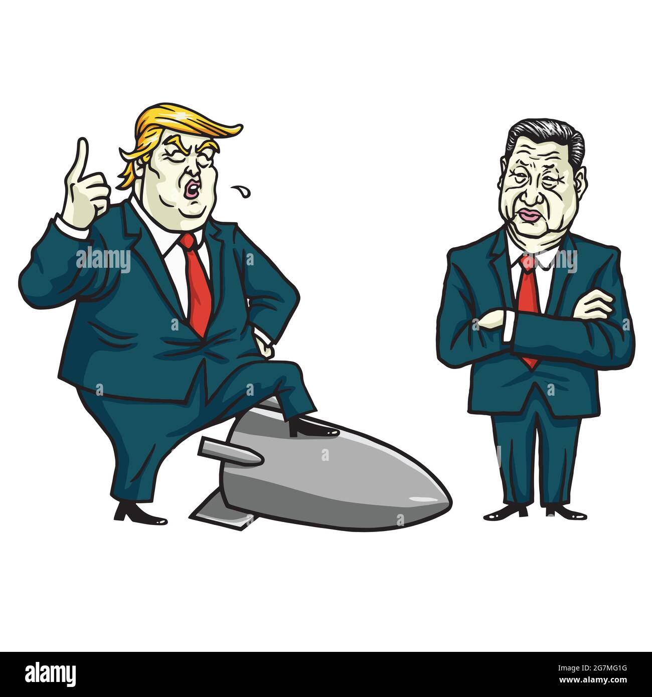 Donald Trump und Xi Jinping Cartoon Vektorgrafik Stock Vektor