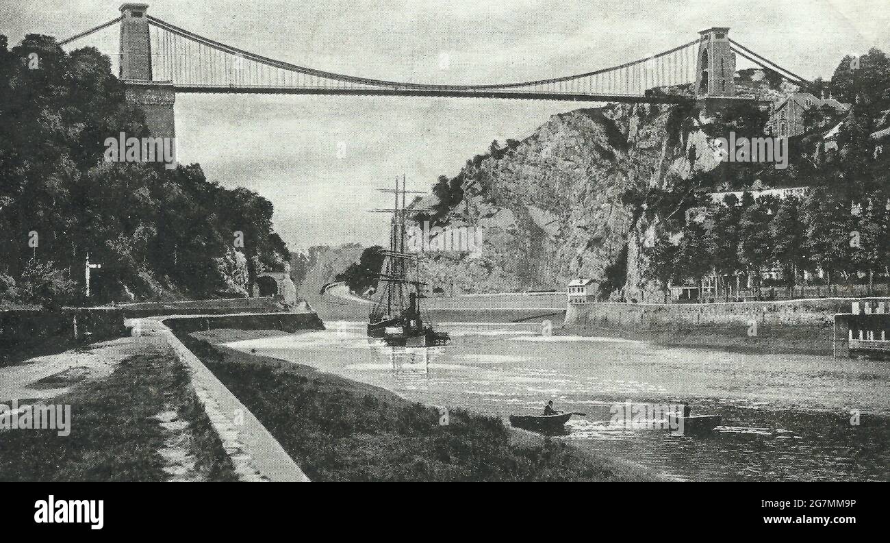 Clifton Bridge von River Bank 1904 Stockfoto