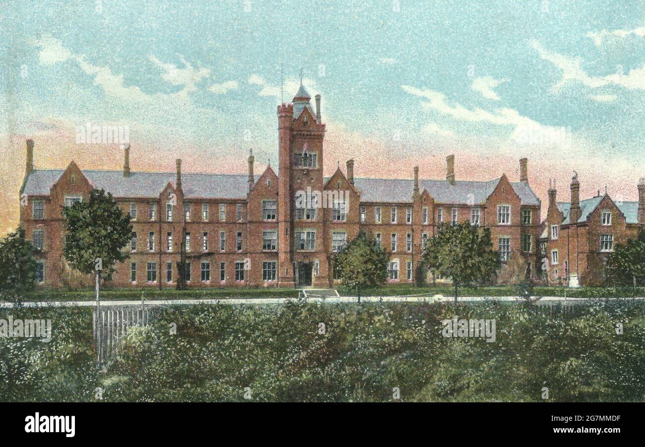 Vintage Postkarte Bild von County School Bedford UK Stockfoto