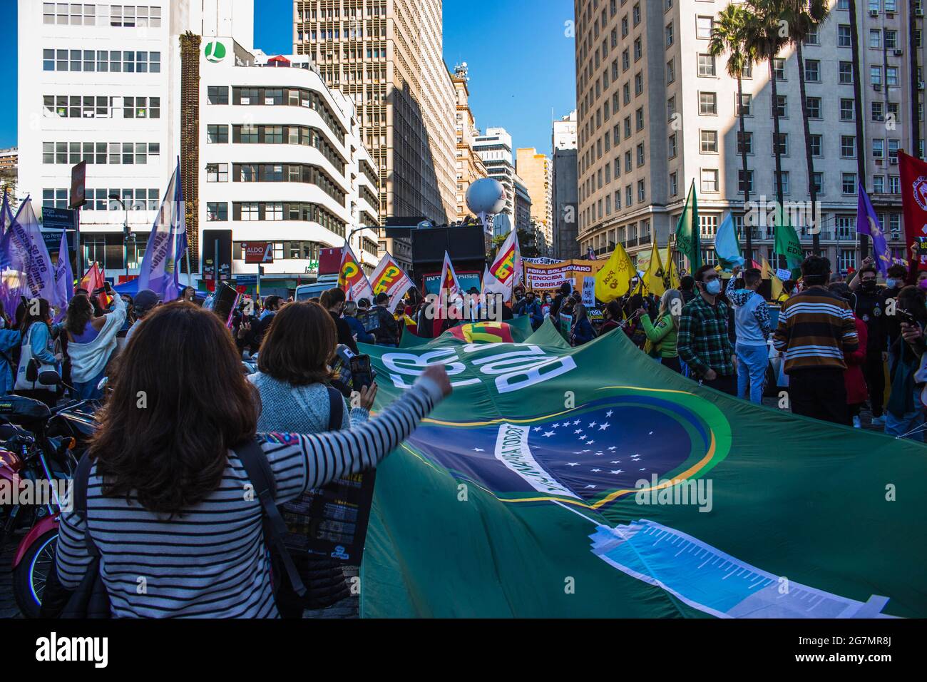Protest „Fora Bolsonaro“ 3J. Porto-Bucht, Brasilien Stockfoto
