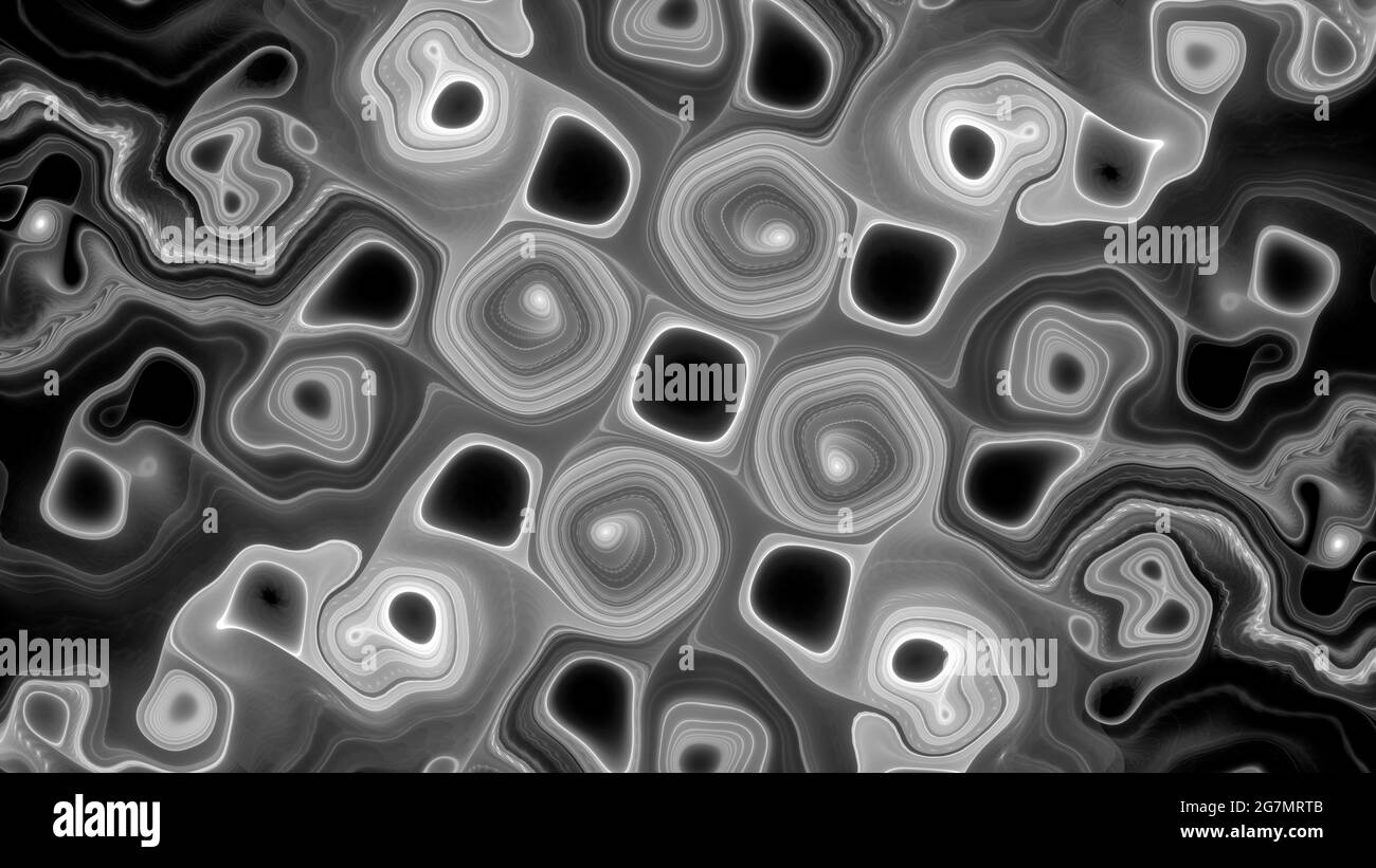 Gnarl fraktale abstrakte Intensitätskarte, schwarz-weiß, computergeneriertes 3D-Rendering Stockfoto