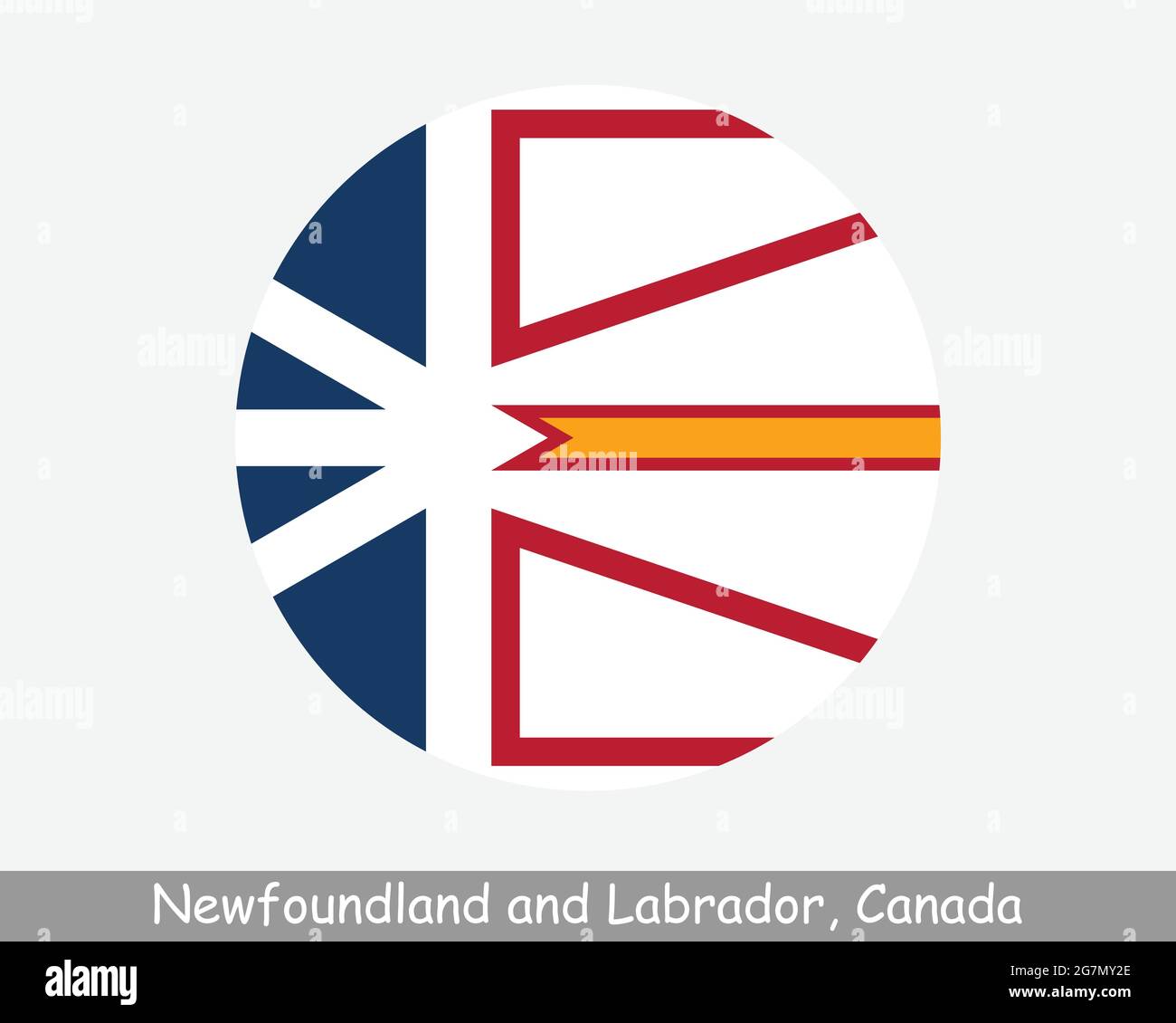 Neufundland und Labrador Canada Round Circle Flag. NL – Symbol für kreisförmige Schaltfläche in der kanadischen Provinz. EPS-Vektor Stock Vektor