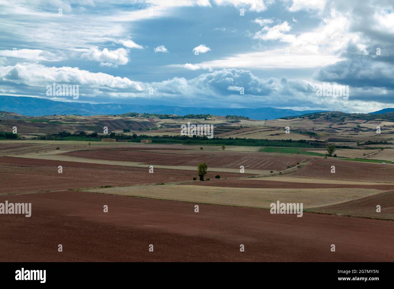Ackerland in der Nähe von Nájera, Spanien Stockfoto