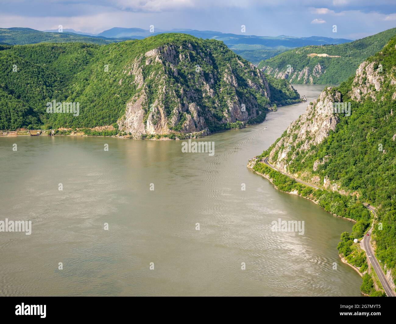 Wunderschöne Landschaft in den großen Kesseln der Donau, Dubova, Rumänien Stockfoto