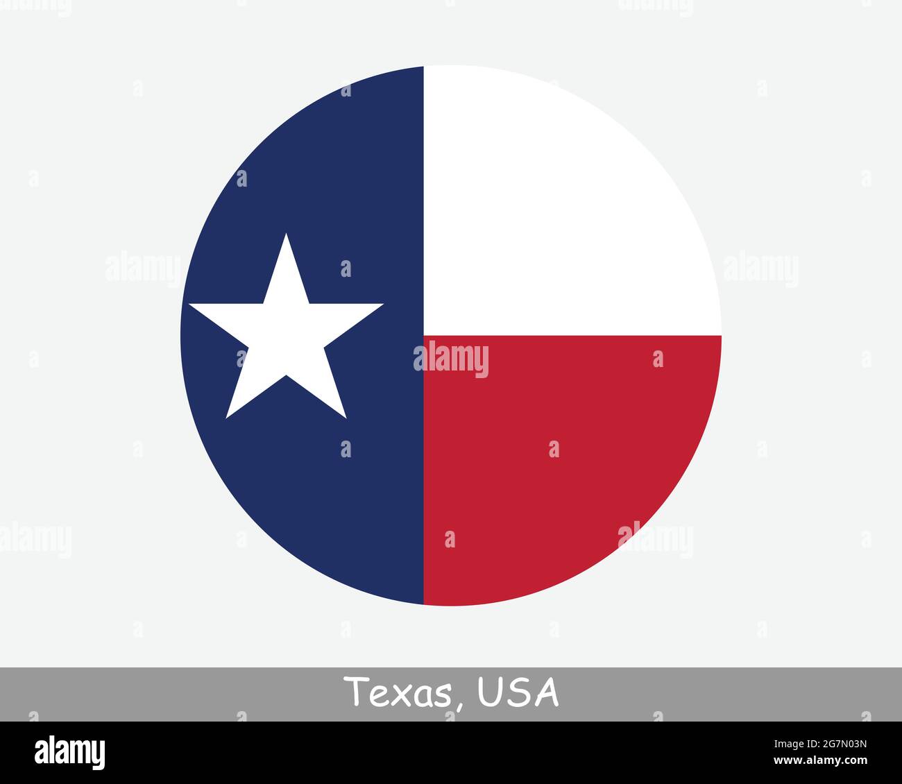 Texas Round Circle Flagge. TX USA State Circular Button Banner-Symbol. Texas Vereinigte Staaten von Amerika Staatsflagge. Der „Lone Star State“-EPS-Vektor Stock Vektor