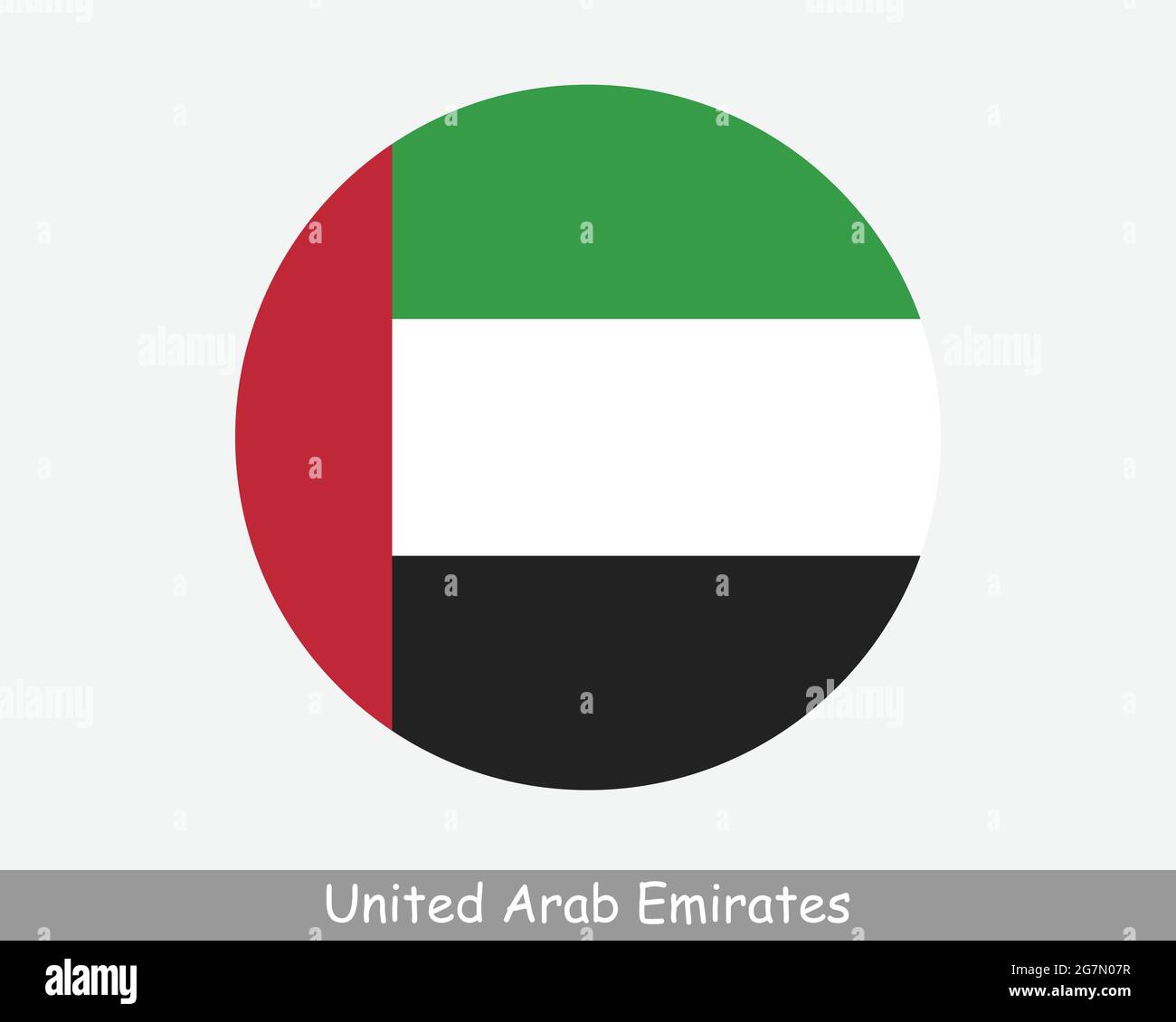 Vereinigte Arabische Emirate Round Circle Flagge. Symbol für kreisförmige Schaltfläche „VAE“. EPS-Vektor mit Emiratiflag Stock Vektor