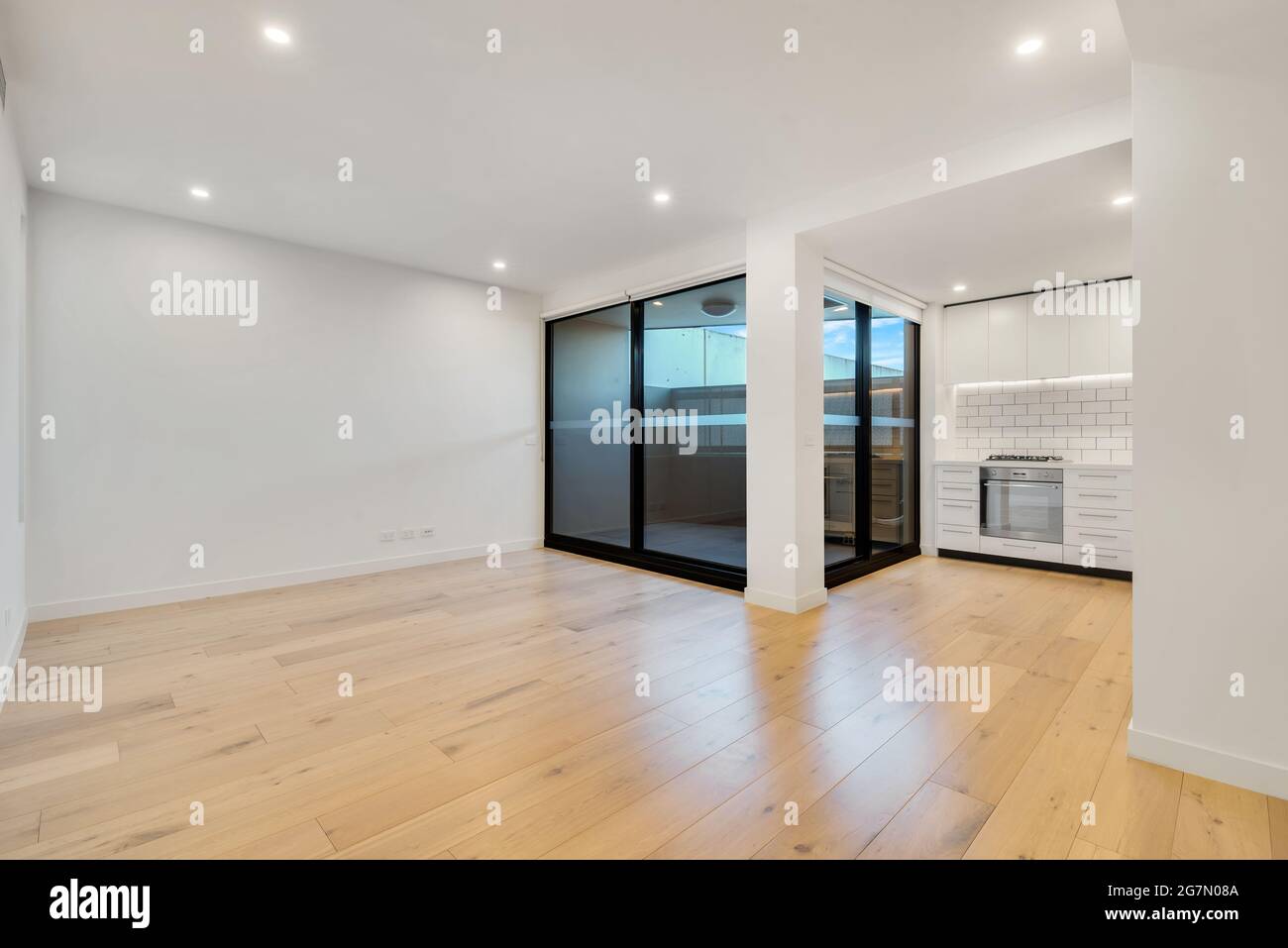 Der Innenraum eines neu errichteten Raumes Stockfoto