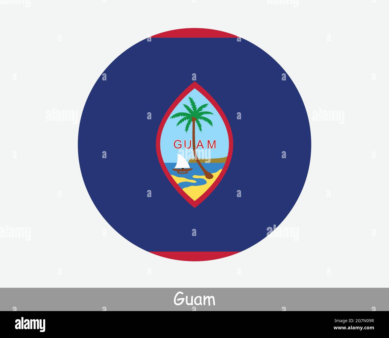 Guam Round Circle Flagge. Guamanischer Rundschaltflächenbanner. EPS-Vektor Stock Vektor