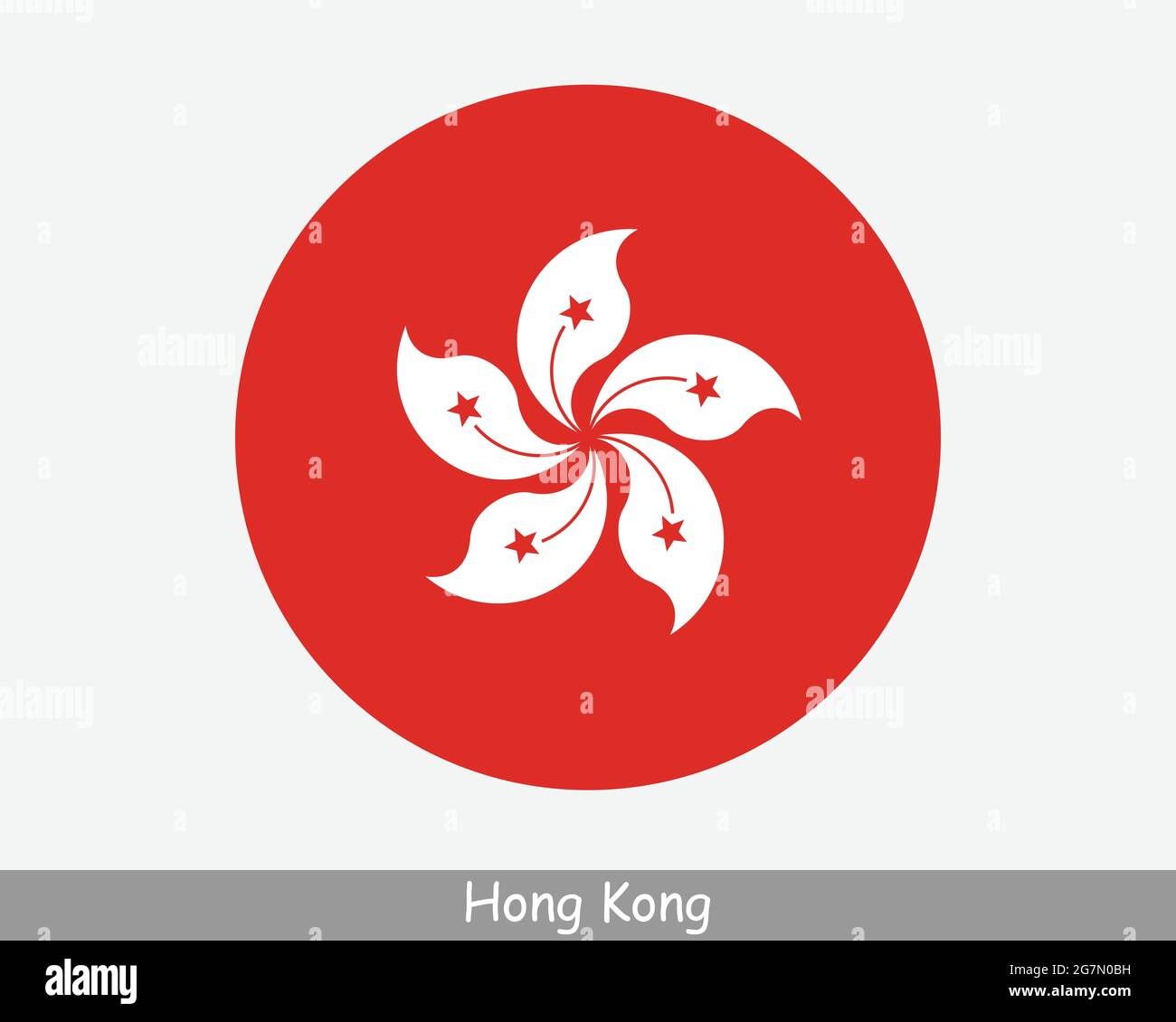 Hong Kong Round Circle Flagge. Bannersymbol für die kreisförmige Schaltfläche HKSAR. EPS-Vektor Stock Vektor