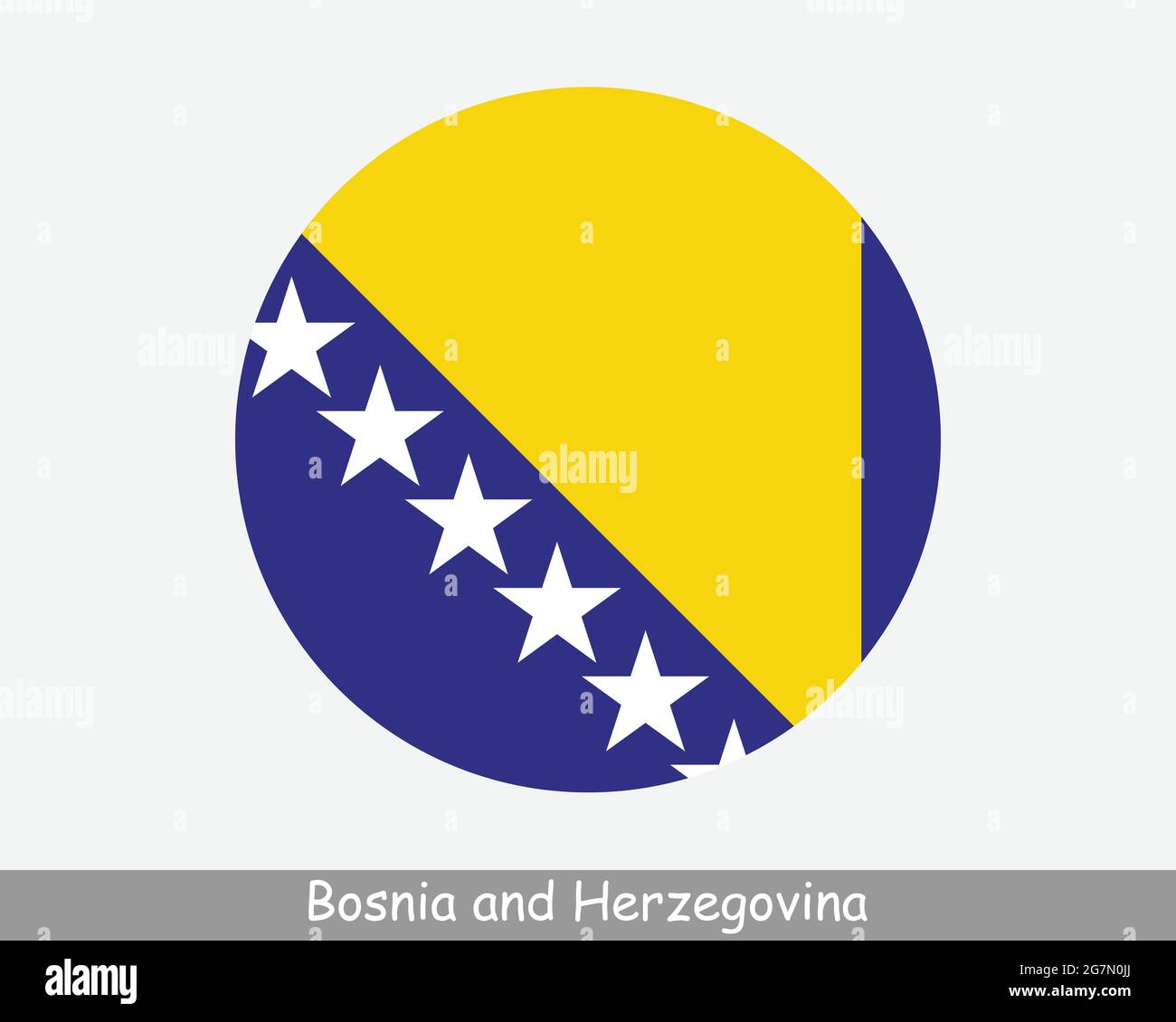 Bosnien und Herzegowina Runde Kreisflagge. Symbol für kreisförmiges Knopfbanner in Bosnien und Herzegowina. EPS-Vektor Stock Vektor