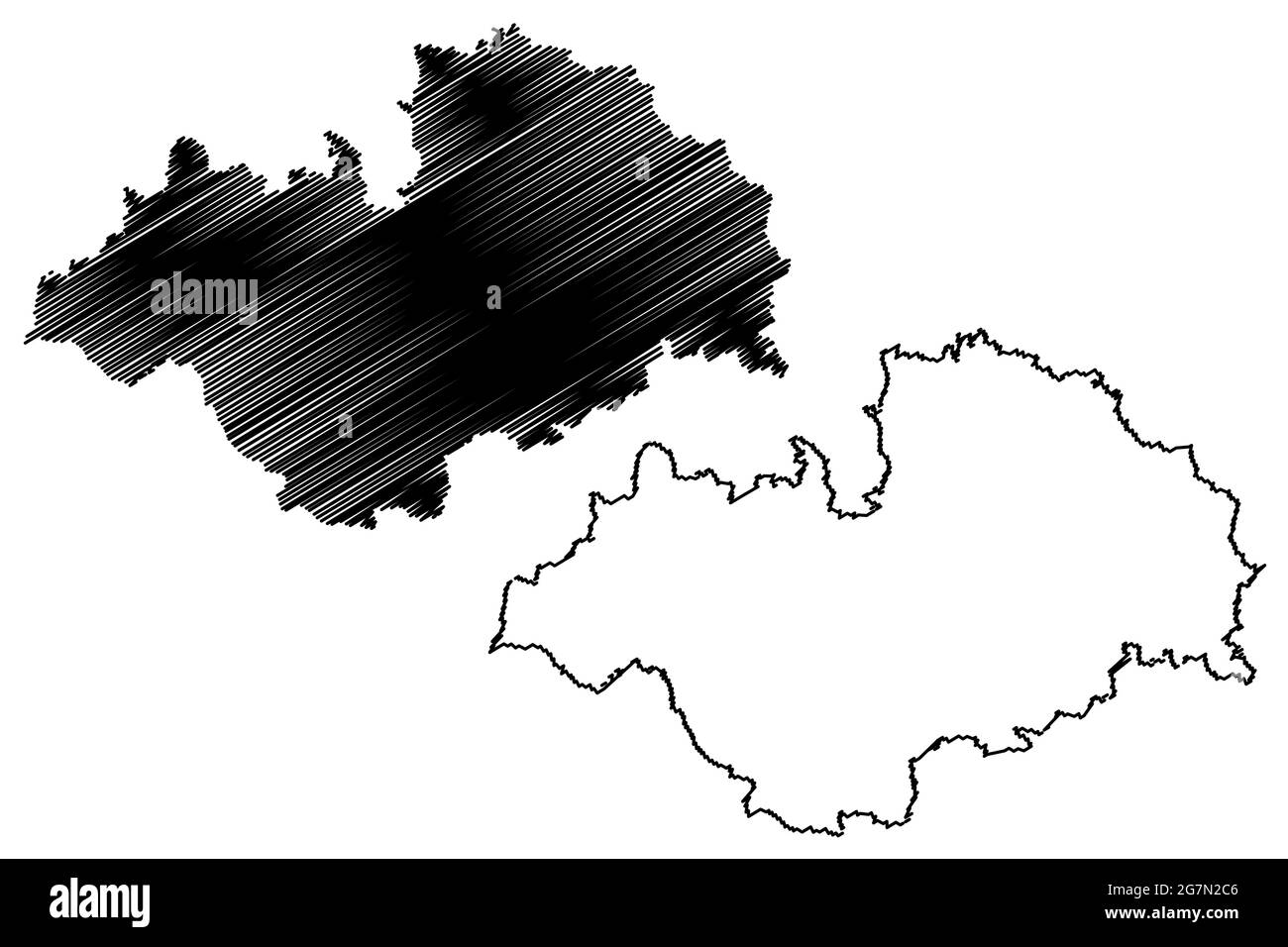 Landkreis Ludwigslust-Parchim (Bundesrepublik Deutschland, Landkreis, Bundesland Mecklenburg-Vorpommern, Vorpommern oder West) Kartenvektor illu Stock Vektor