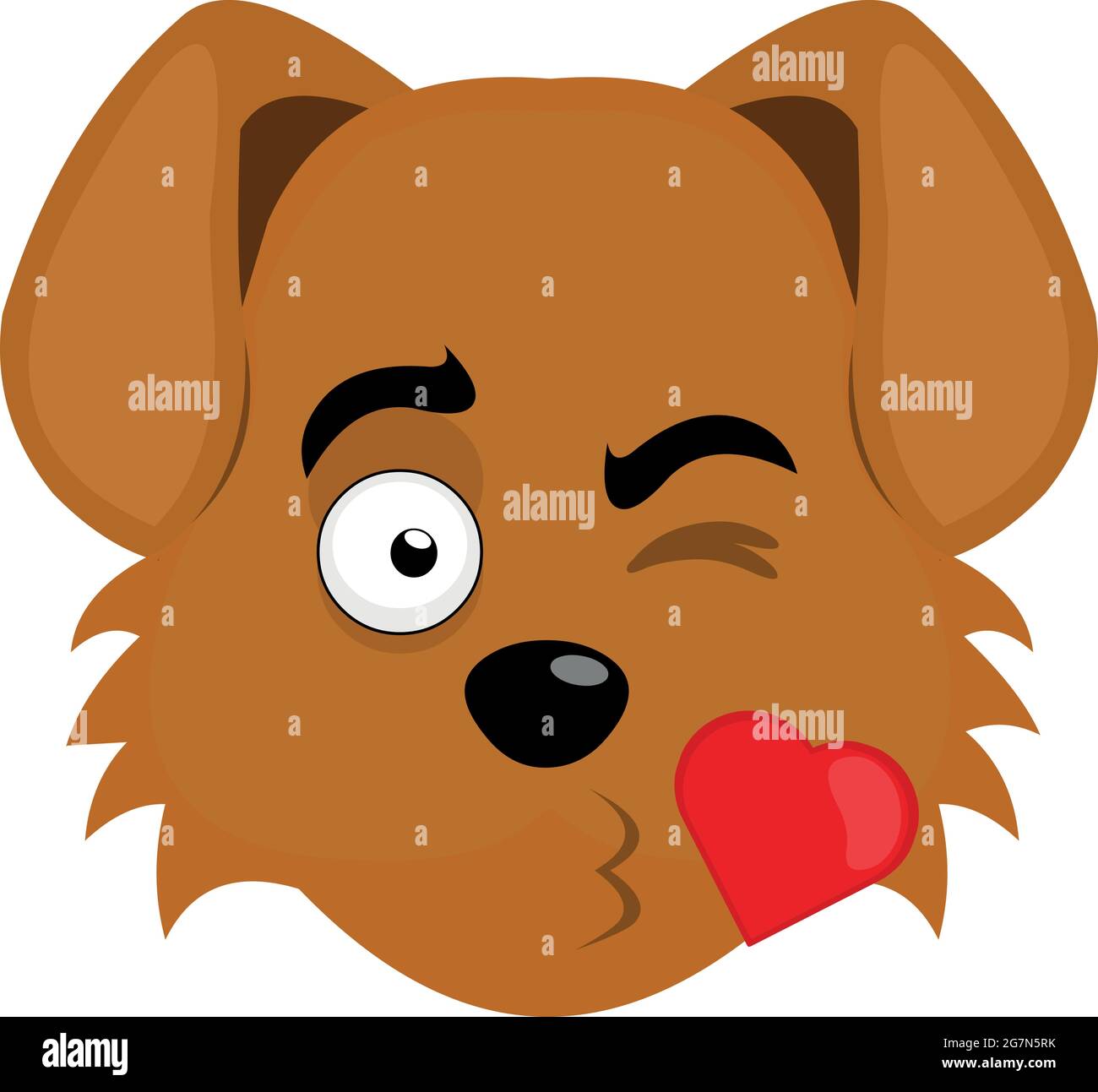 Vector Emoticon Illustration des Gesichts eines niedlichen Cartoon-Hund geben einen herzförmigen Kuss Stock Vektor