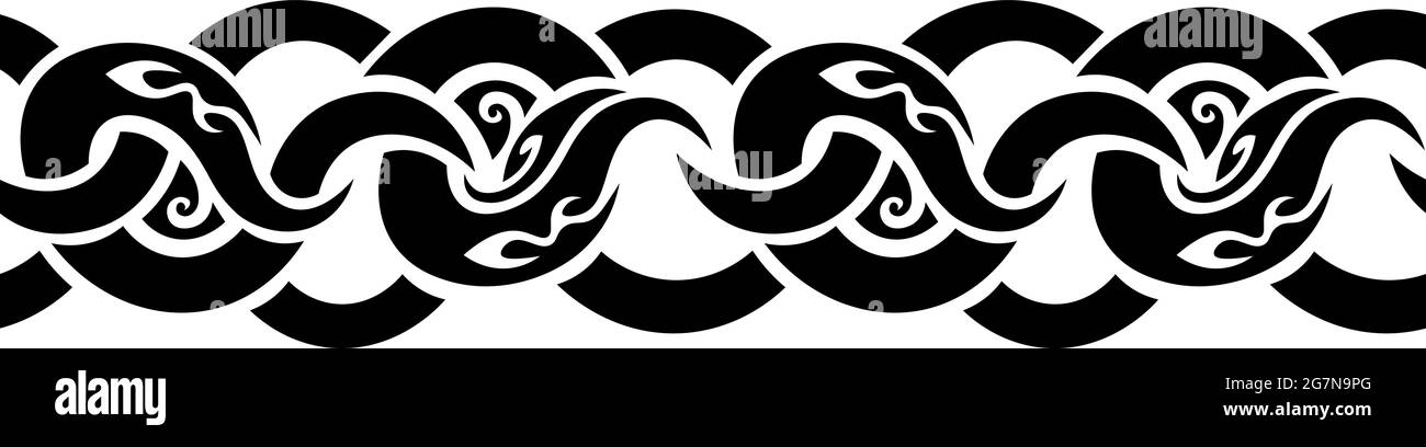 Isoliertes schwarzes nahtloses geflochtenes Ornament im alten Tribal celtic Stil Stock Vektor