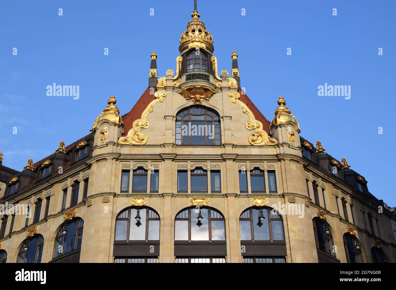 Repräsentative Fassade des Jugendstils in Leipzig Stockfoto