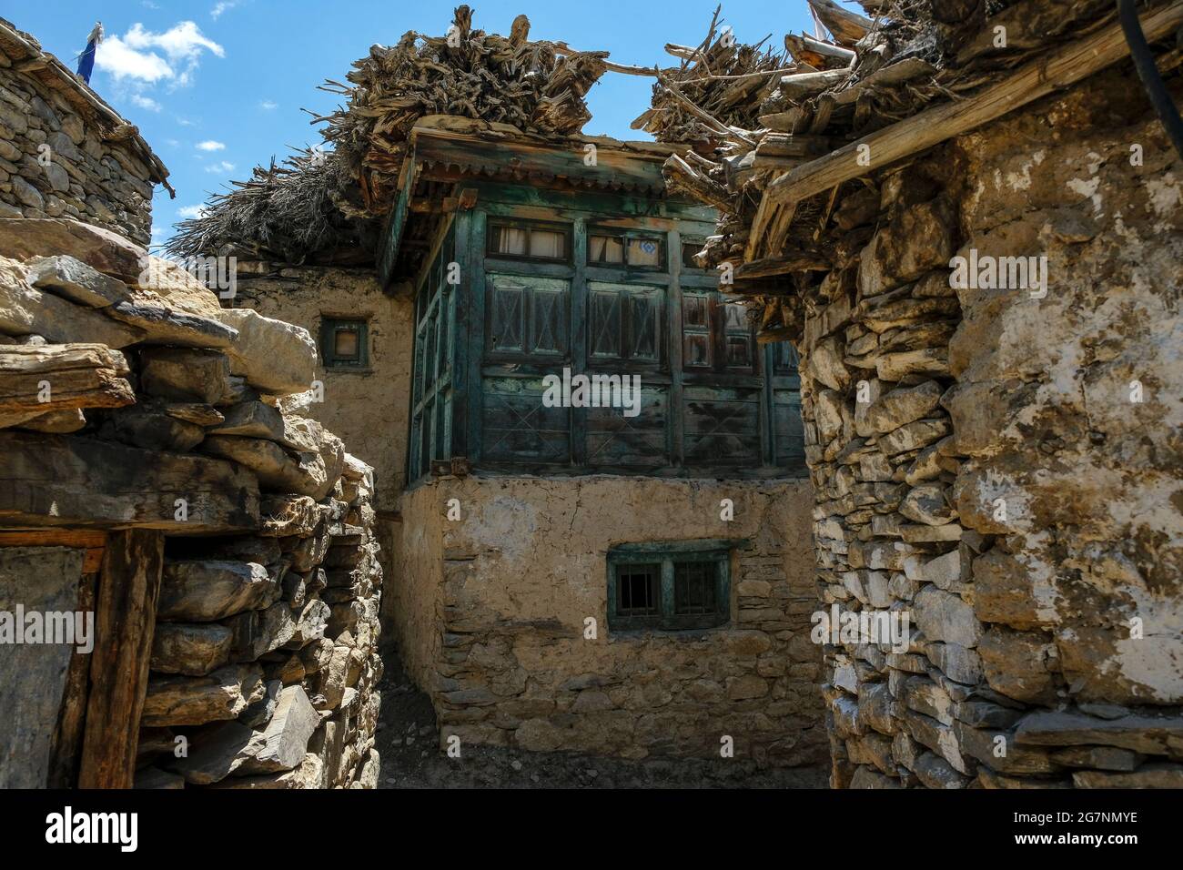 Blick auf das Dorf Nako in Himachal Pradesh, Indien. Stockfoto