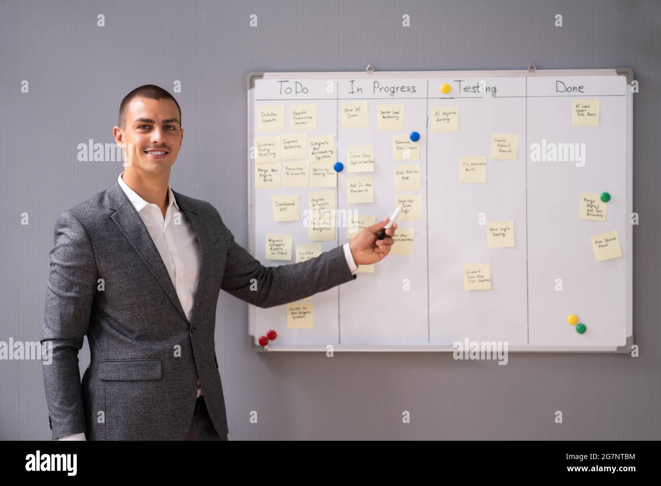 Schreiben Zum Kanban Business Board In Office Stockfoto