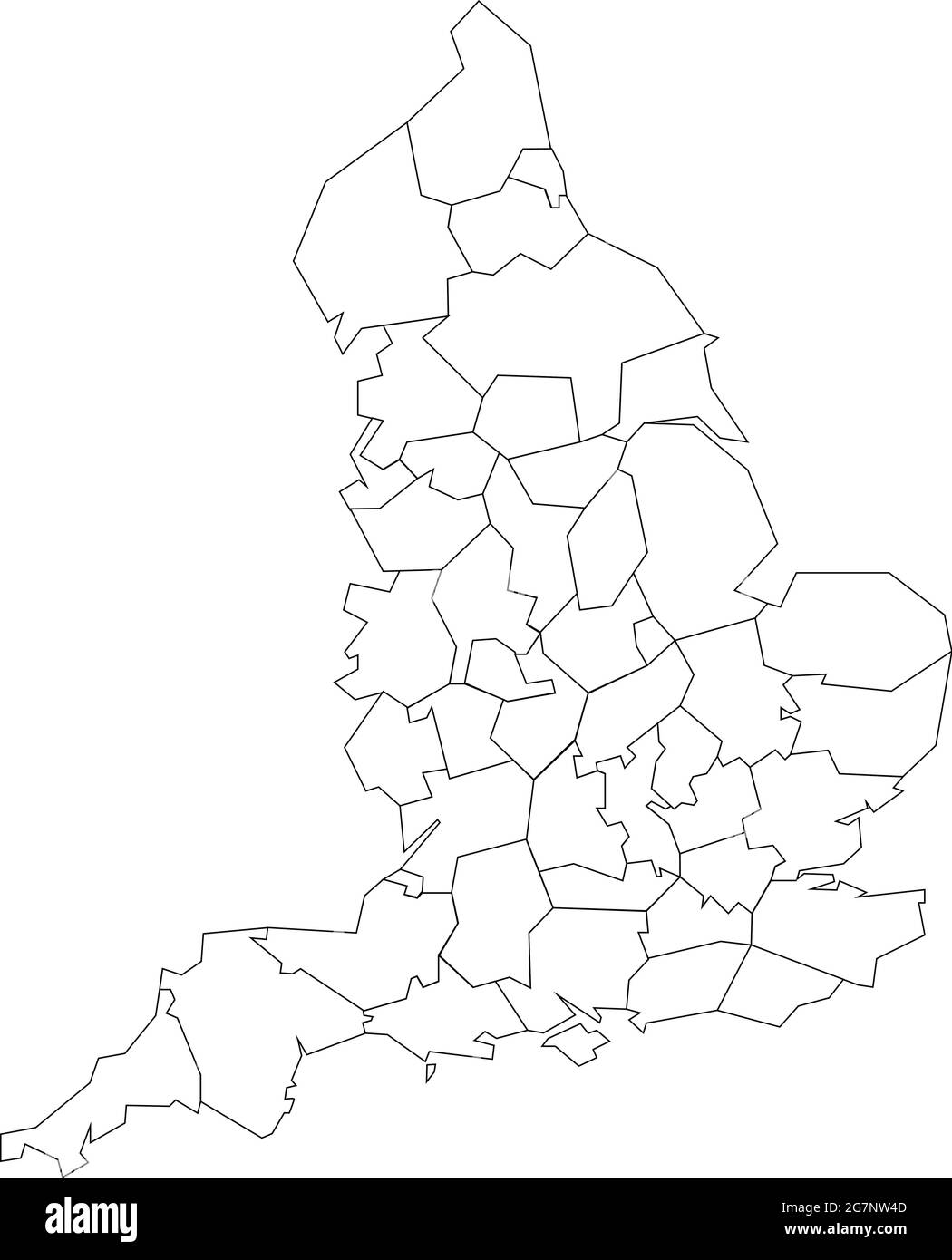 Vektorkarte von England, um farblos mit Umriss zu studieren Stock Vektor