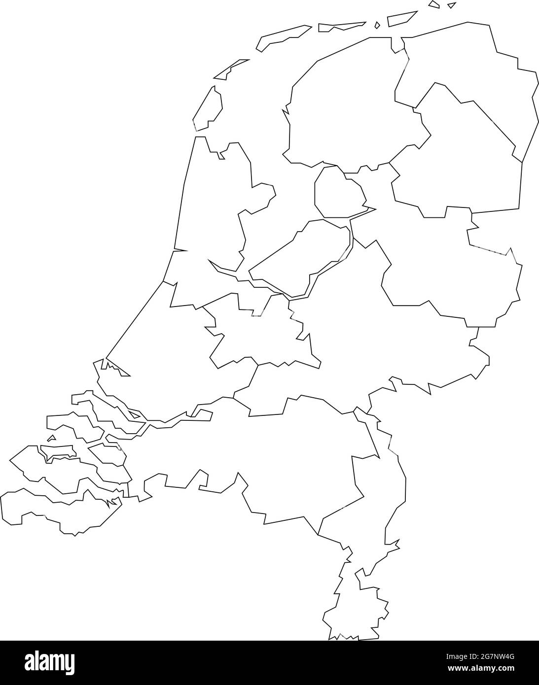 Vektorkarte der Niederlande Holland, um farblos mit Umriss zu studieren Stock Vektor