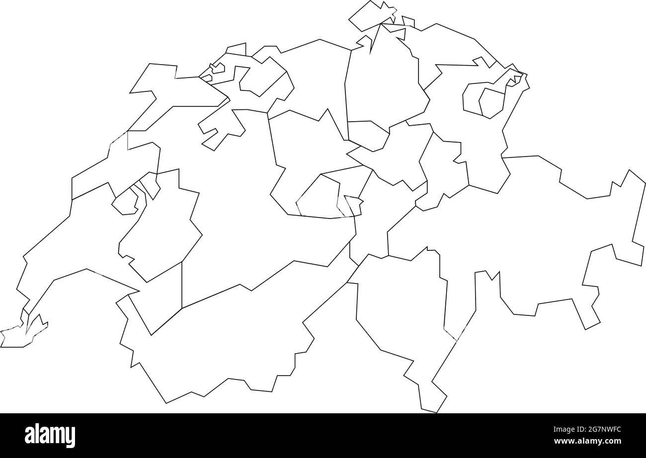 Vektorkarte der Schweiz, um farblos mit Umriss zu studieren Stock Vektor
