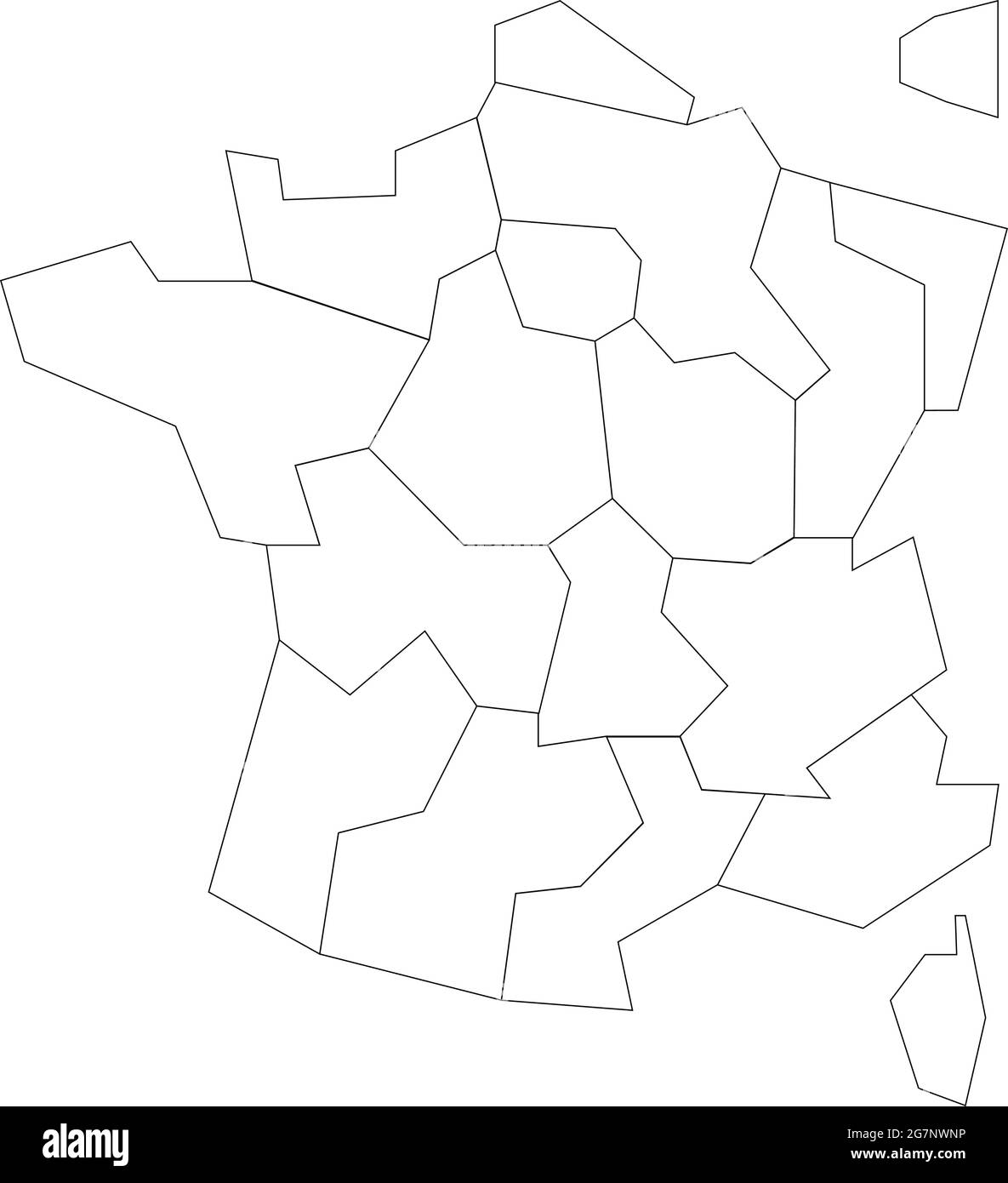 Vektorkarte von Frankreich, farblos mit Umriss zu studieren Stock Vektor