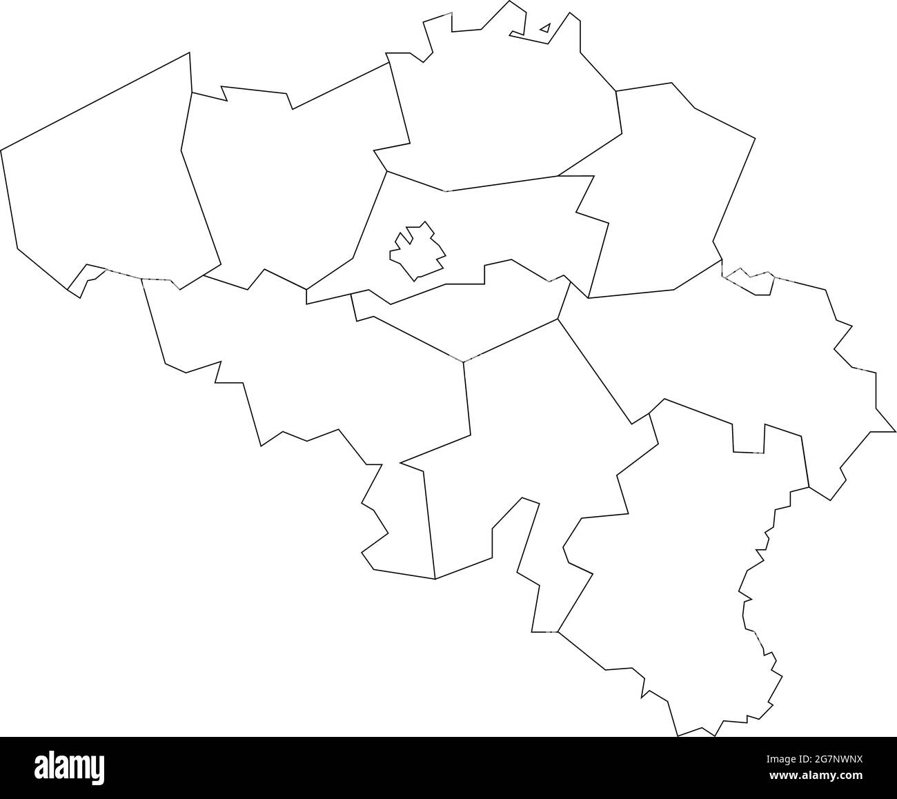 Vektorkarte von Belgien, farblos mit Umriss zu studieren Stock Vektor