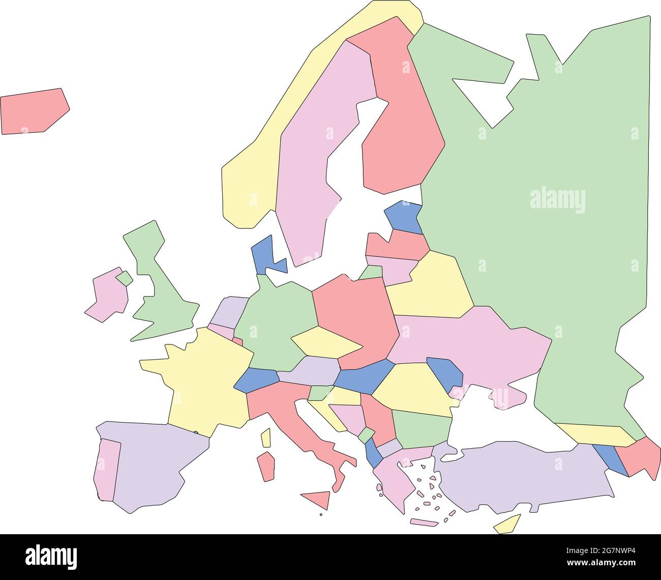 Vektor-Karte von Europa zu studieren, bunt mit Umriss Stock Vektor