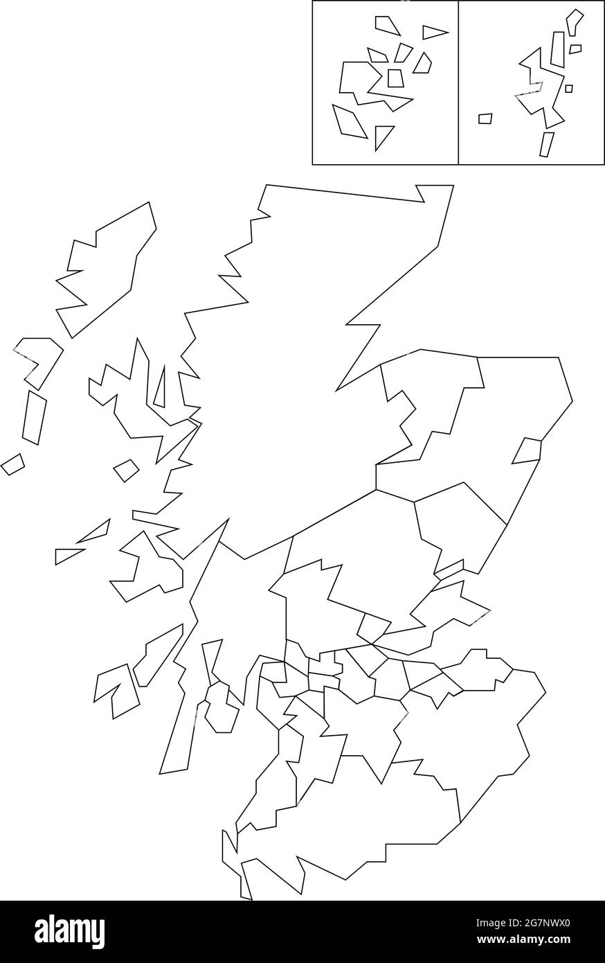 Vektorkarte von Schottland, um farblos mit Umriss zu studieren Stock Vektor