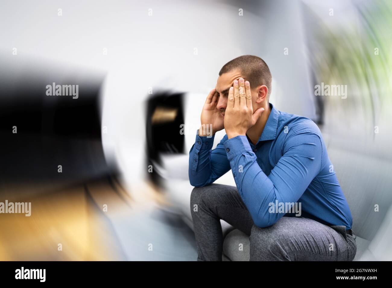 Vertigo Dizzynes. BPPV Kopf Hirnstroke und Canaliths Stockfoto