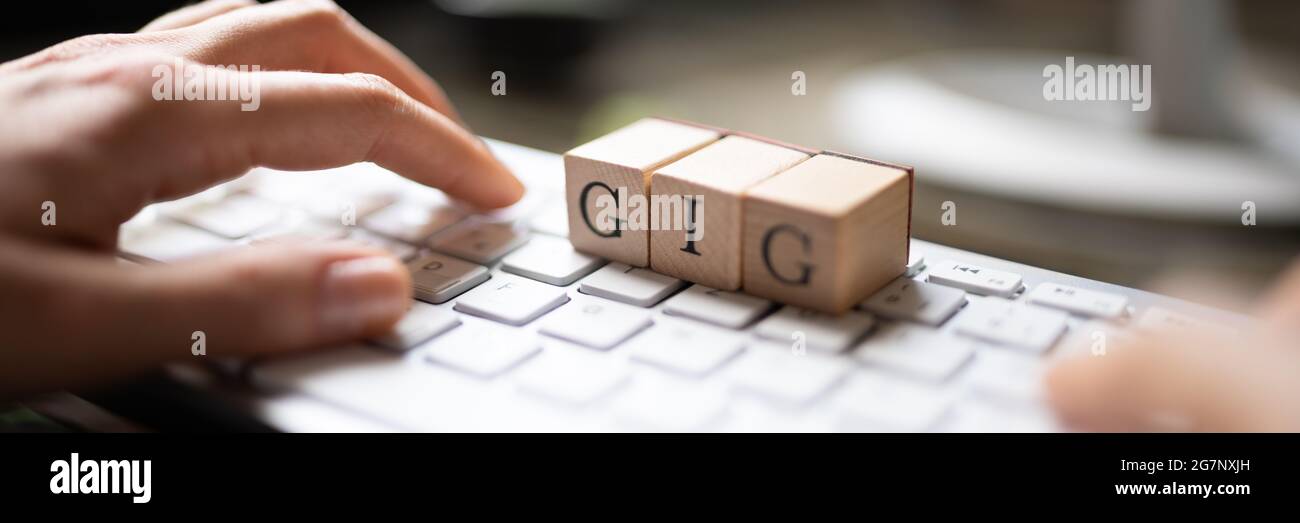 Gig Economy Online Internet Arbeitsmarkt Und Beschäftigung Stockfoto