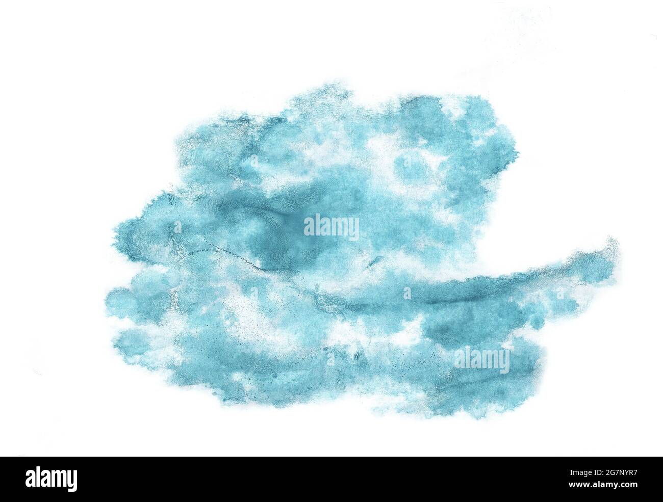 Bstract blaue Aquarell Wolke auf weißem Hintergrund. Stock Illustration für Poster, Postkarten, Banner und kreatives Design. Stockfoto