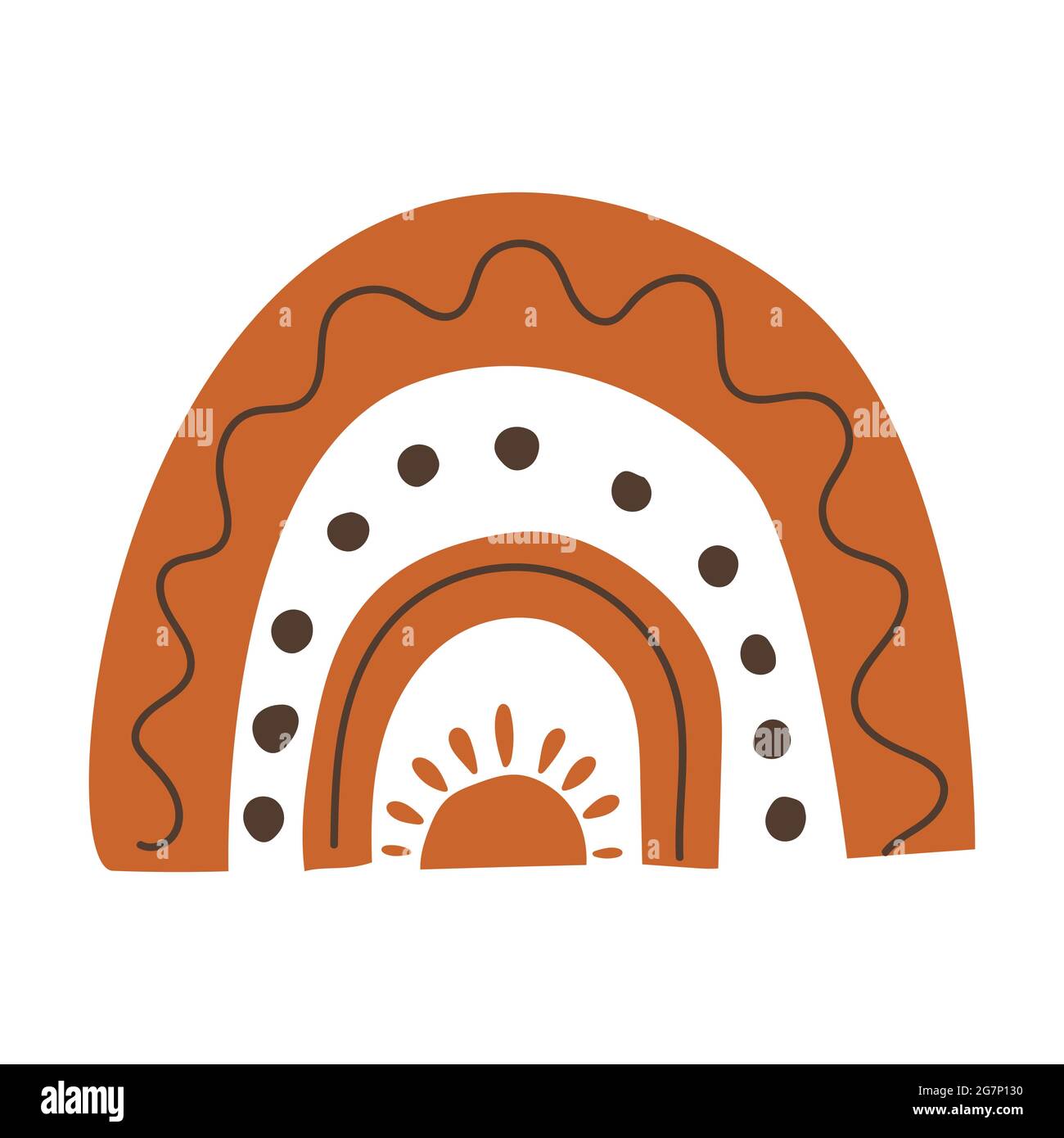 Orange Boho handgezeichneter Vektor Regenbogen Clip Art Stock Vektor