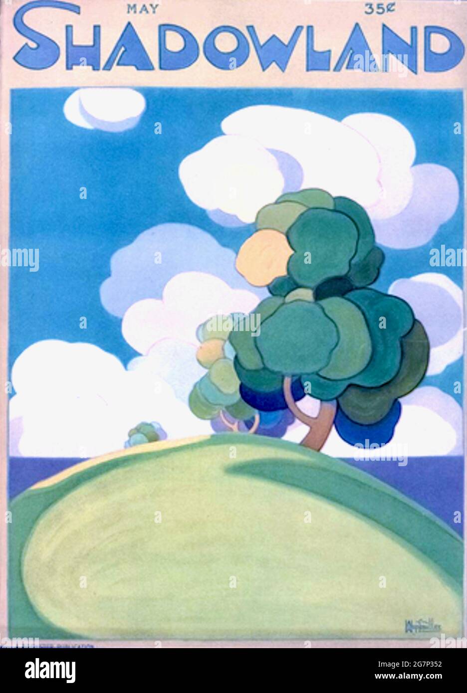 Klassisches Shadowland Arts Magazin Cover aus den 1920er Jahren. Kunstwerk von A. M. Hopfmuller. Stockfoto
