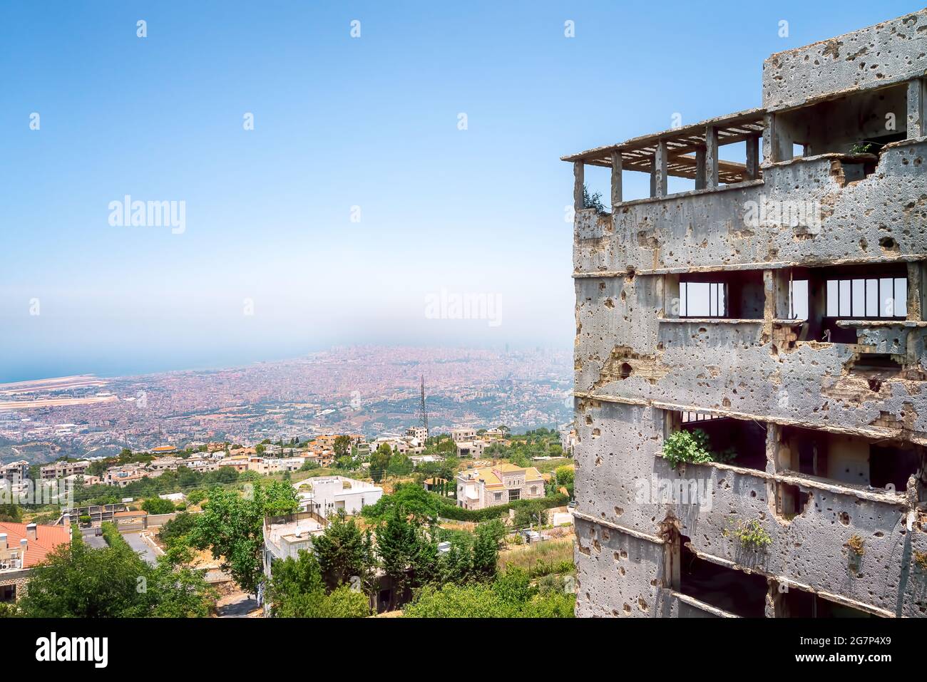 Verlassene Schule im Aley Distrikt Libanon Stockfoto