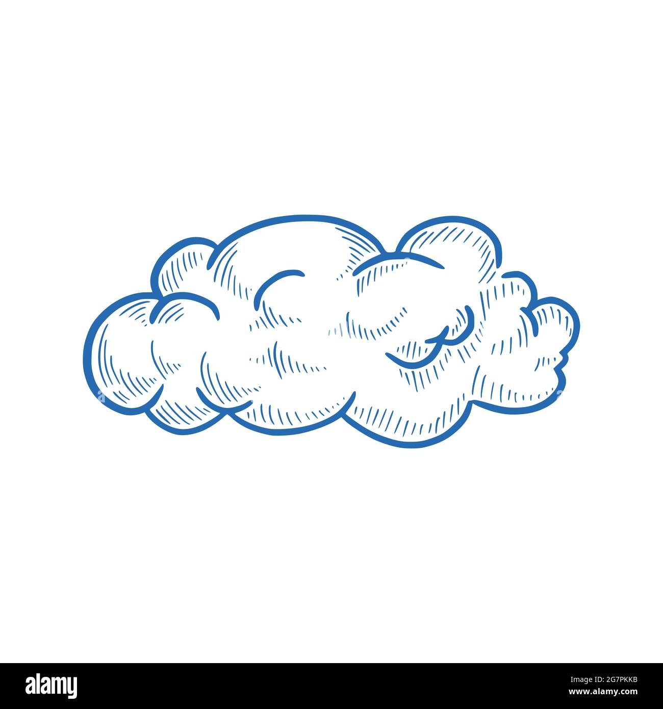 Handgezeichneter Wolkensatz. Wolke im Stil von Doodle Sketch. Einfache
