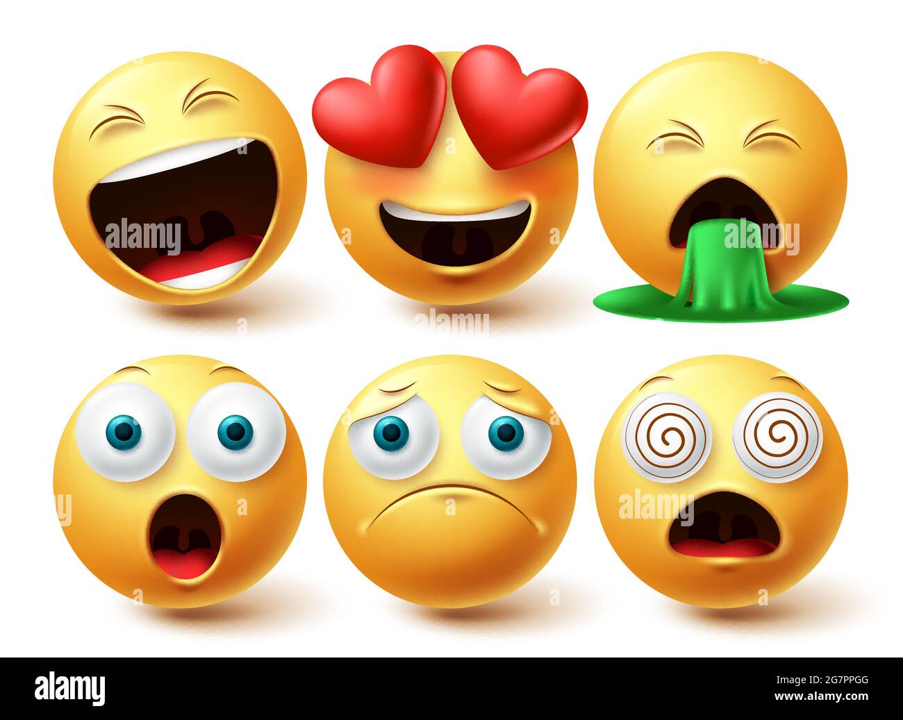 Smiley Emoji-Gesichter Vektorset. Smileys emojis gelbe Icon Kollektion
